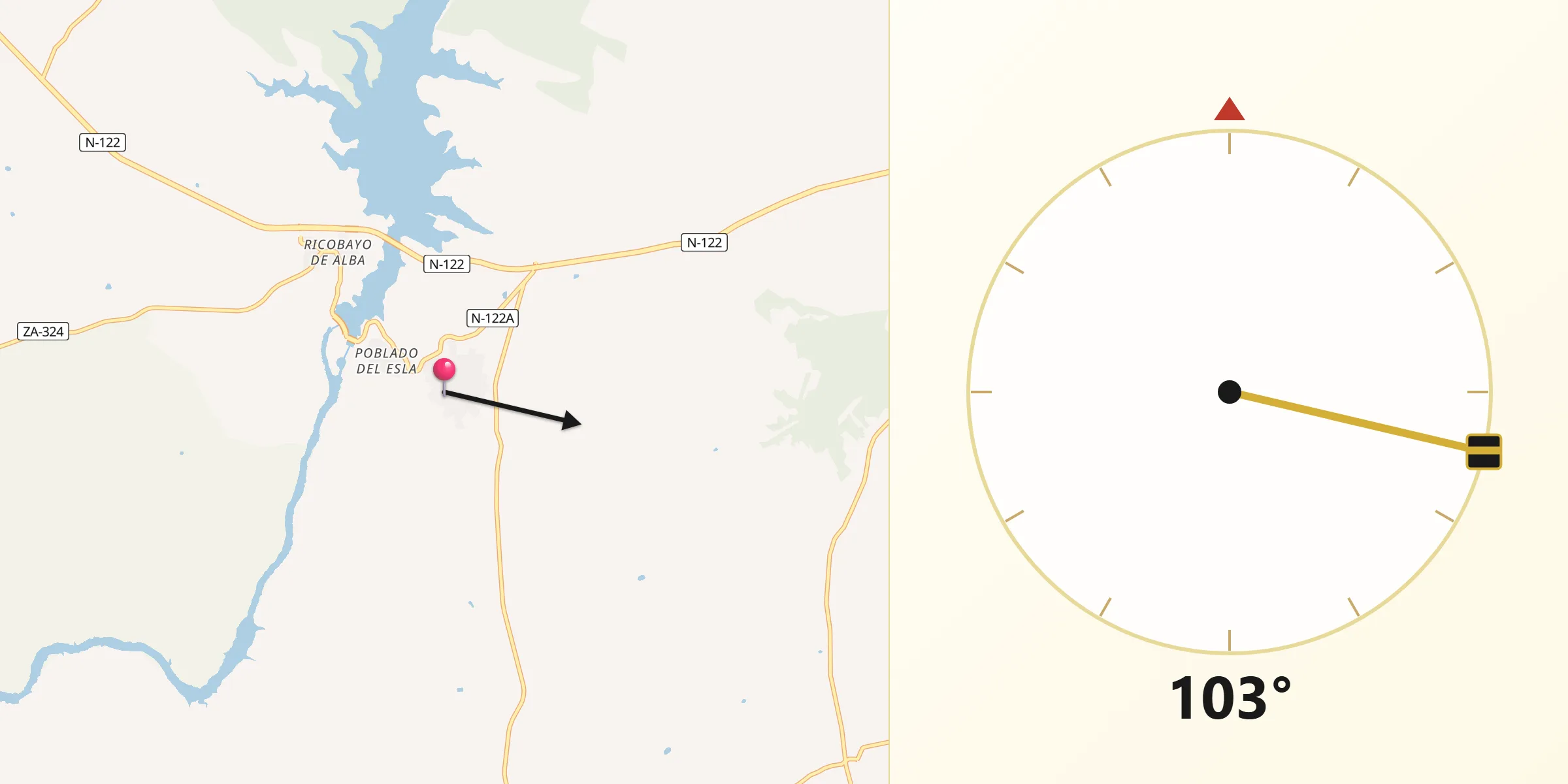 Dirección de la Qibla desde Muelas del Pan