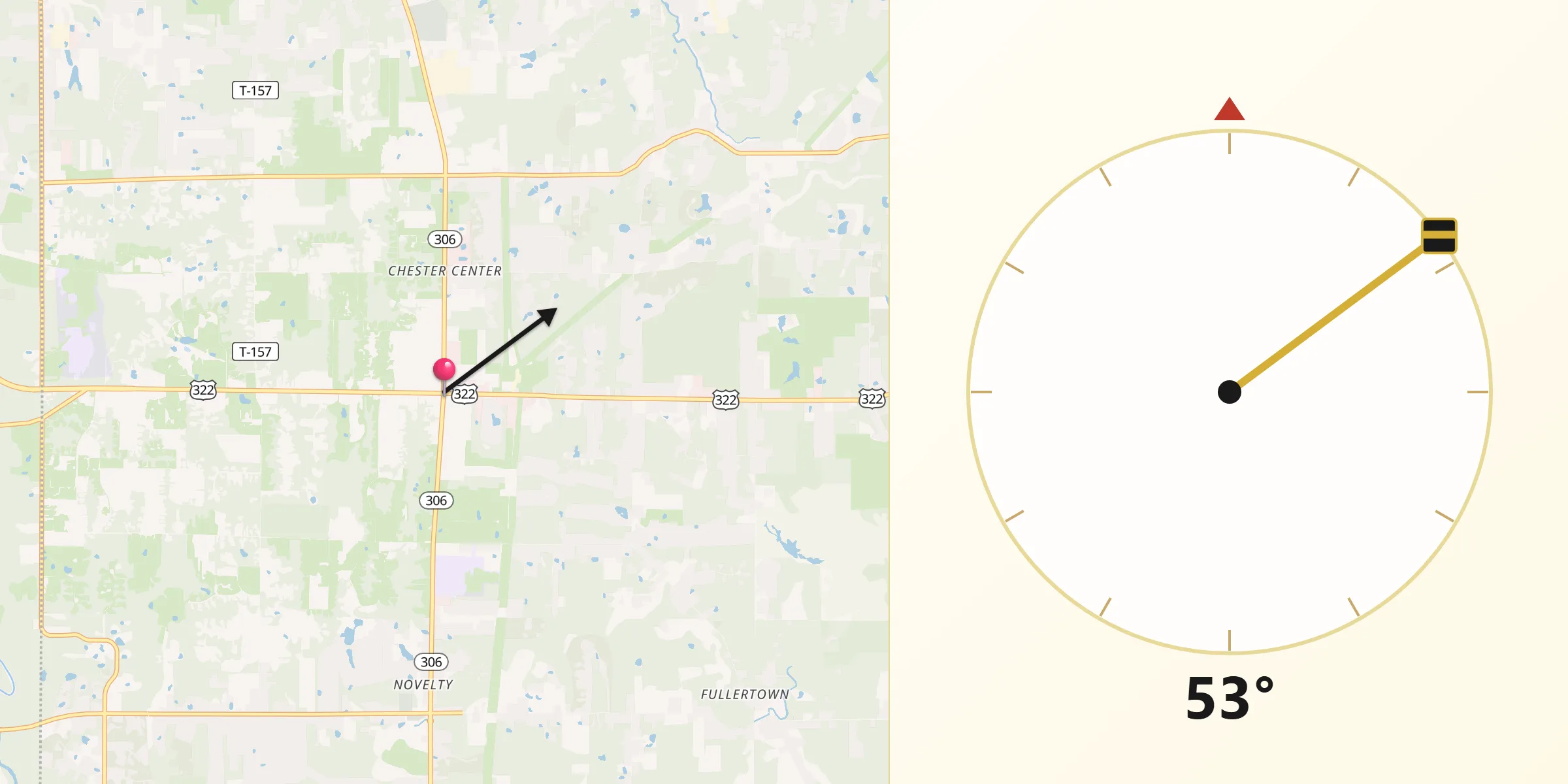 Qibla Direction from Chesterland