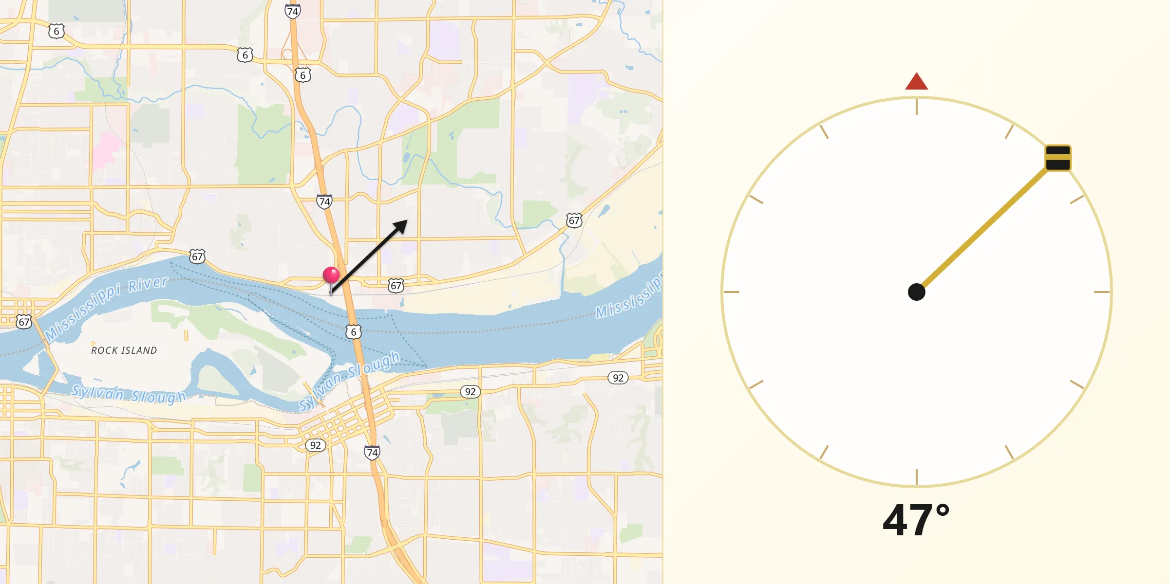 Qibla Direction from Bettendorf