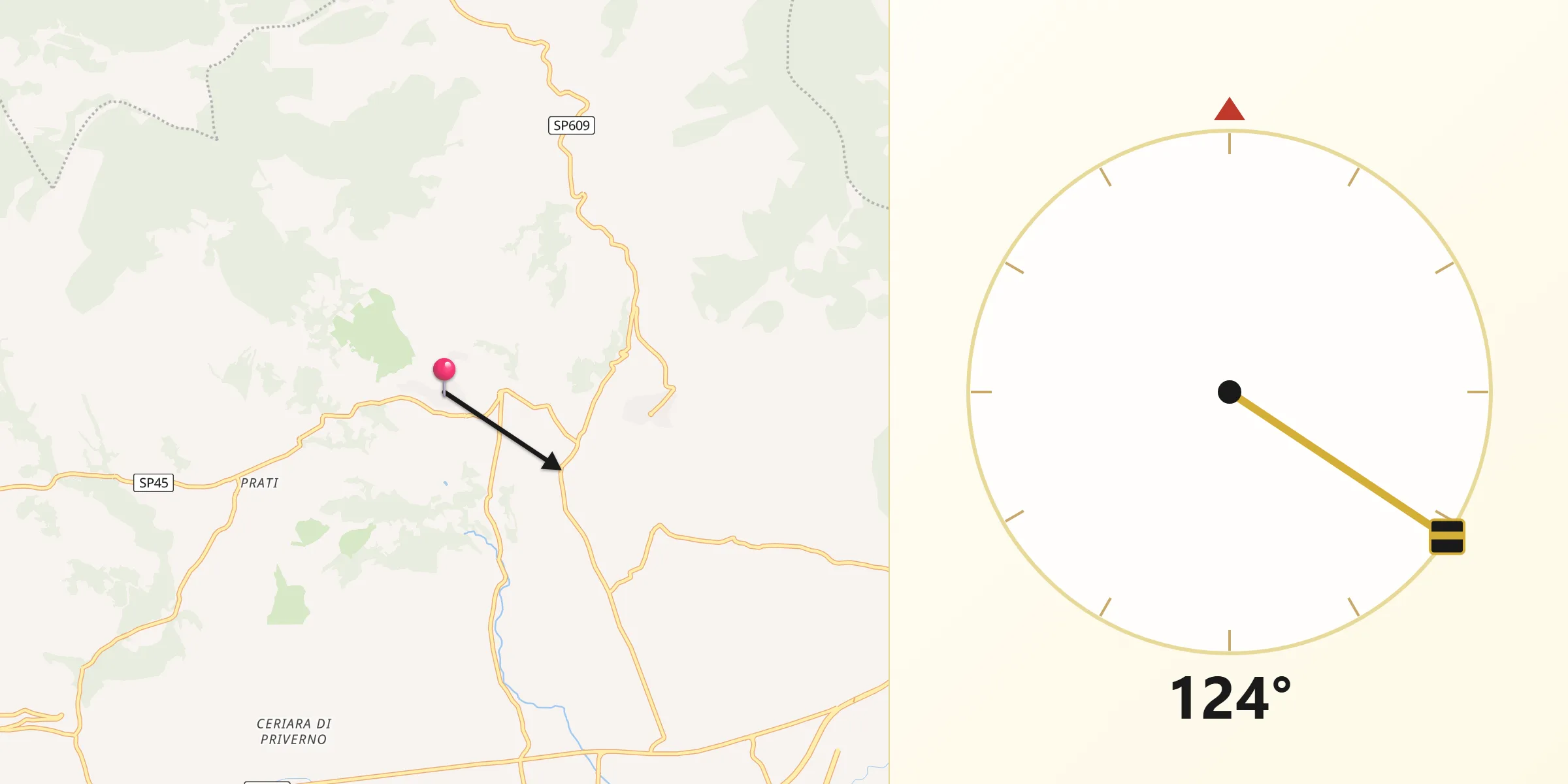 Direzione della Qibla da Roccagorga