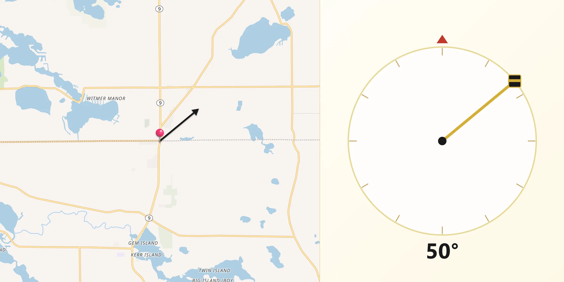 Qibla Direction from Wolcottville