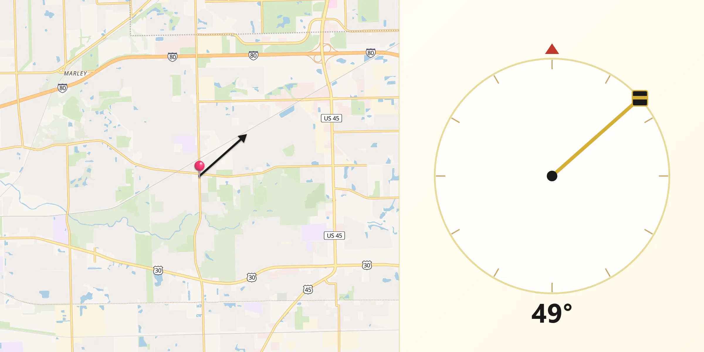 Qibla Direction from Mokena
