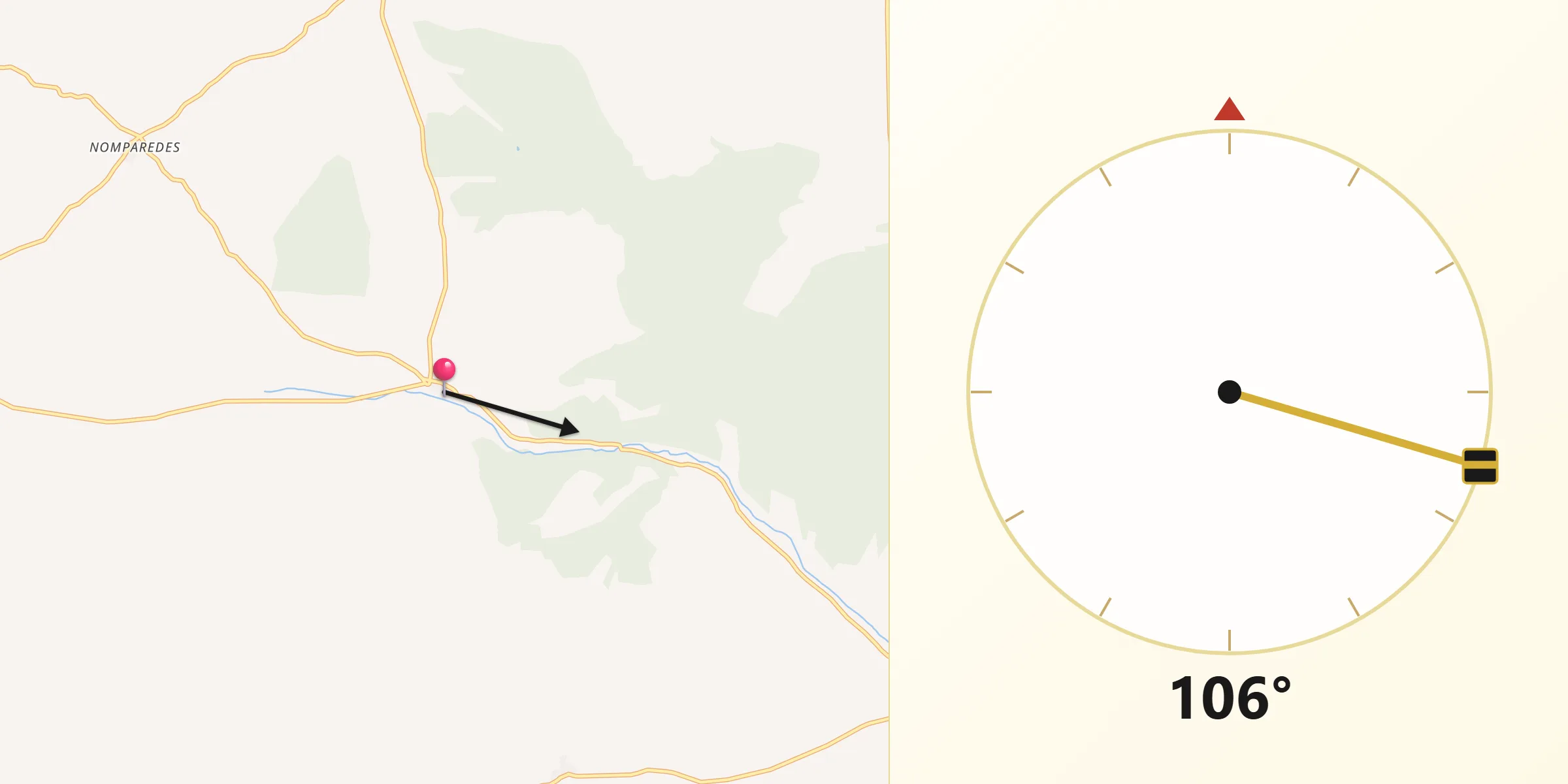 Dirección de la Qibla desde Bliecos
