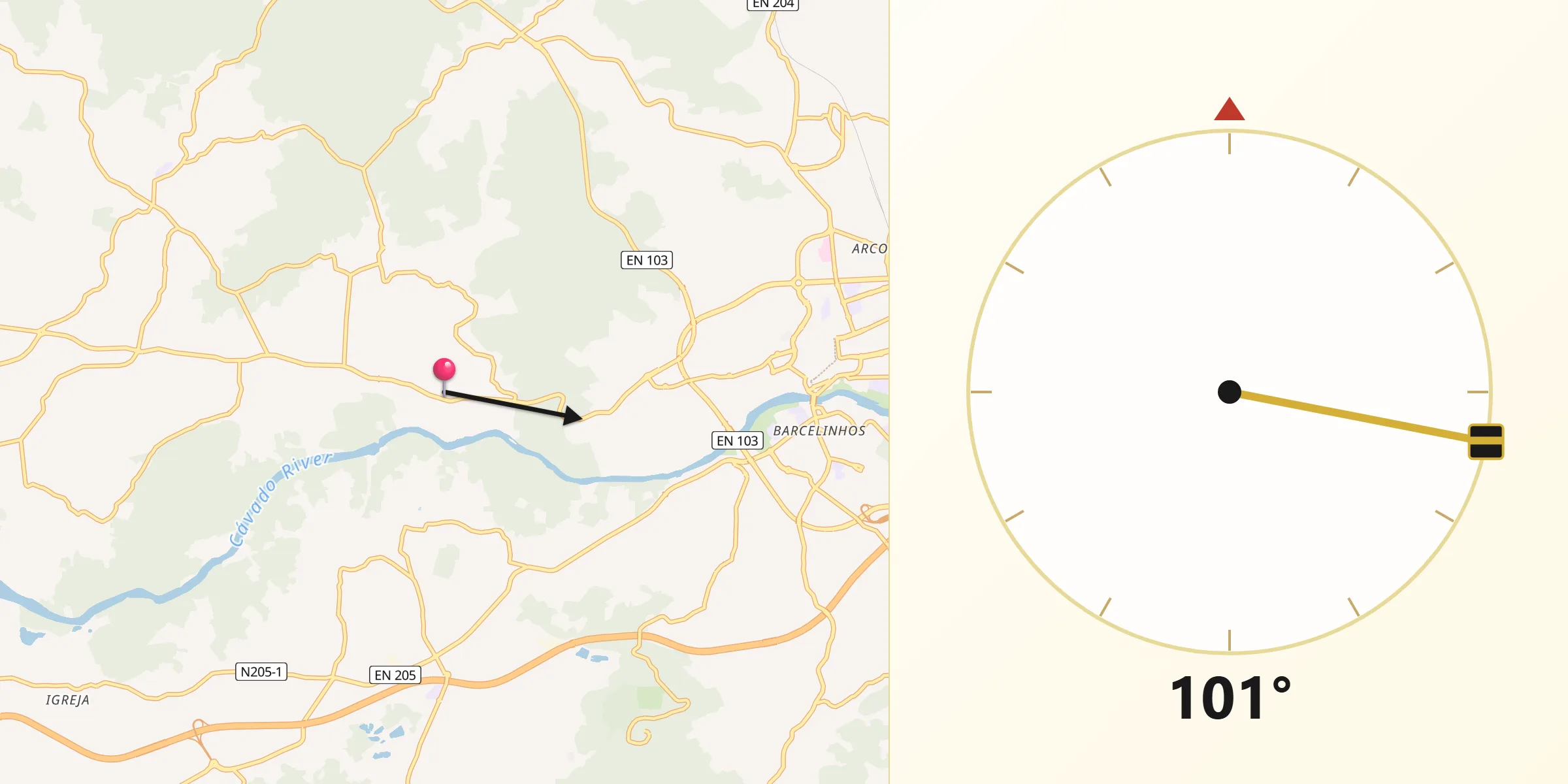 Direção da Qibla a partir de Mariz