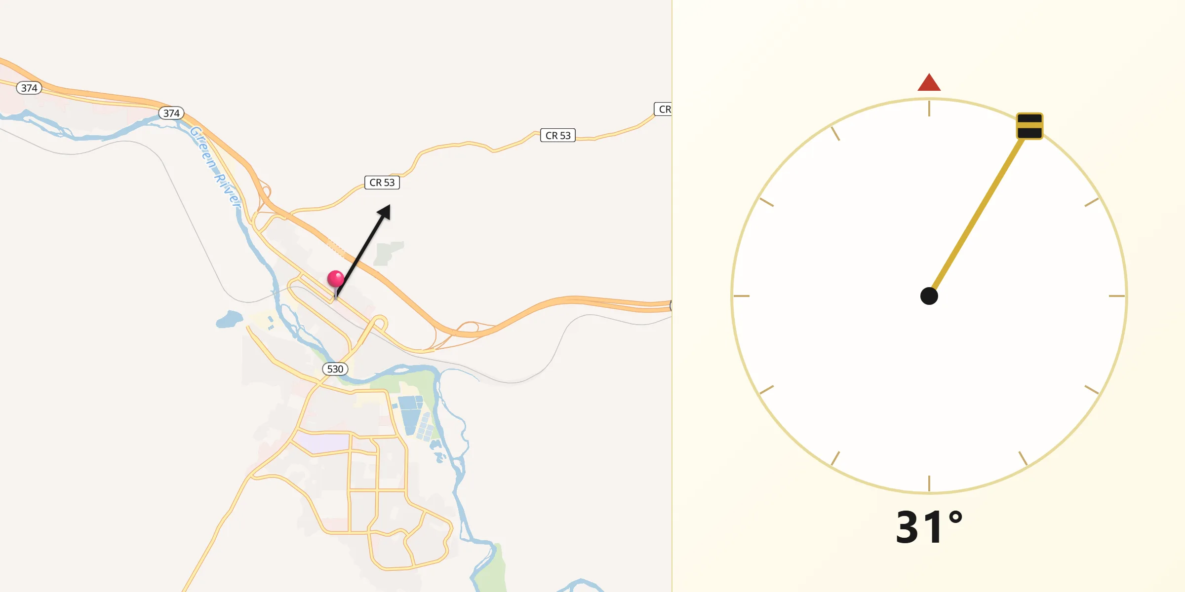 Qibla Direction from Green River
