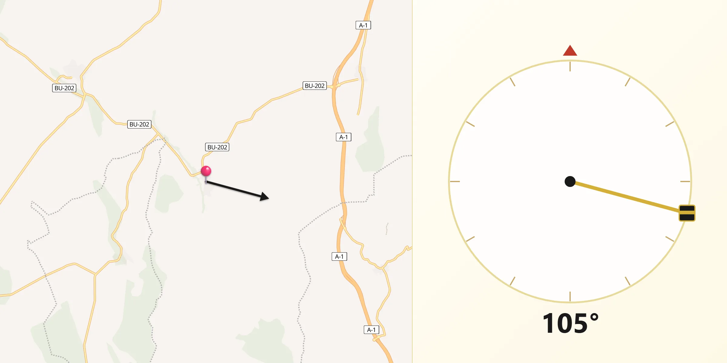 Dirección de la Qibla desde Fuentenebro