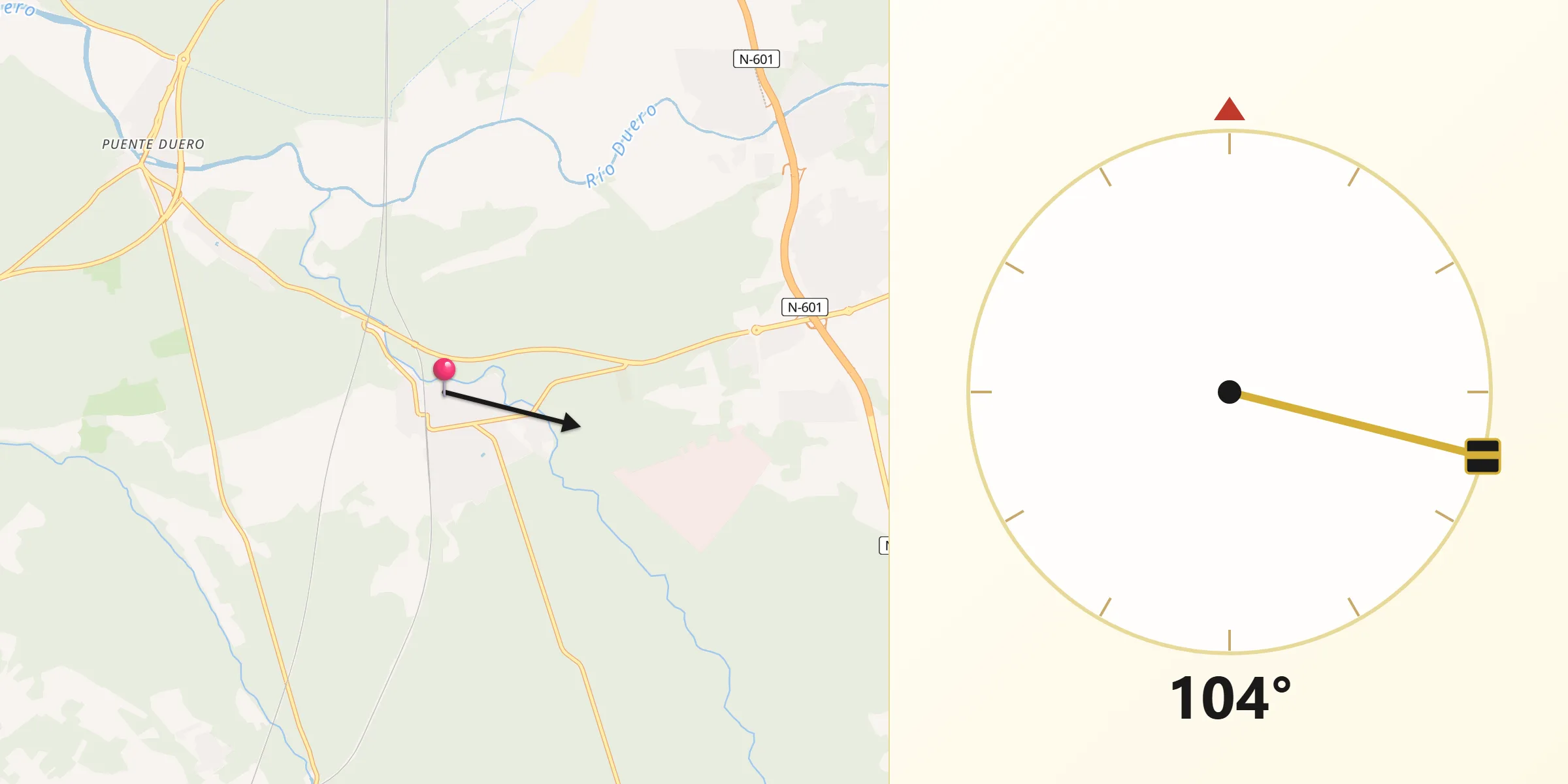 Dirección de la Qibla desde Viana de Cega