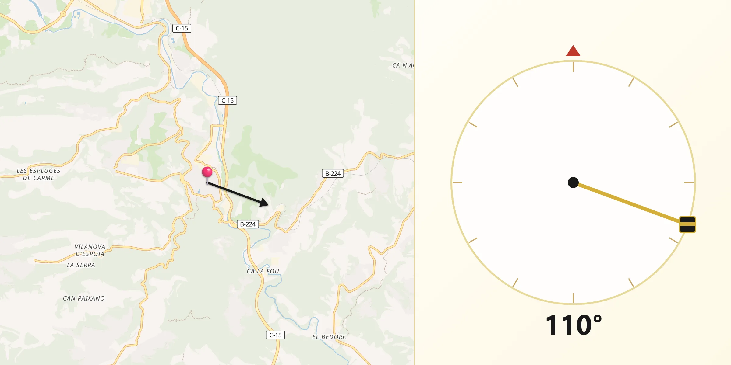 Dirección de la Qibla desde Capellades