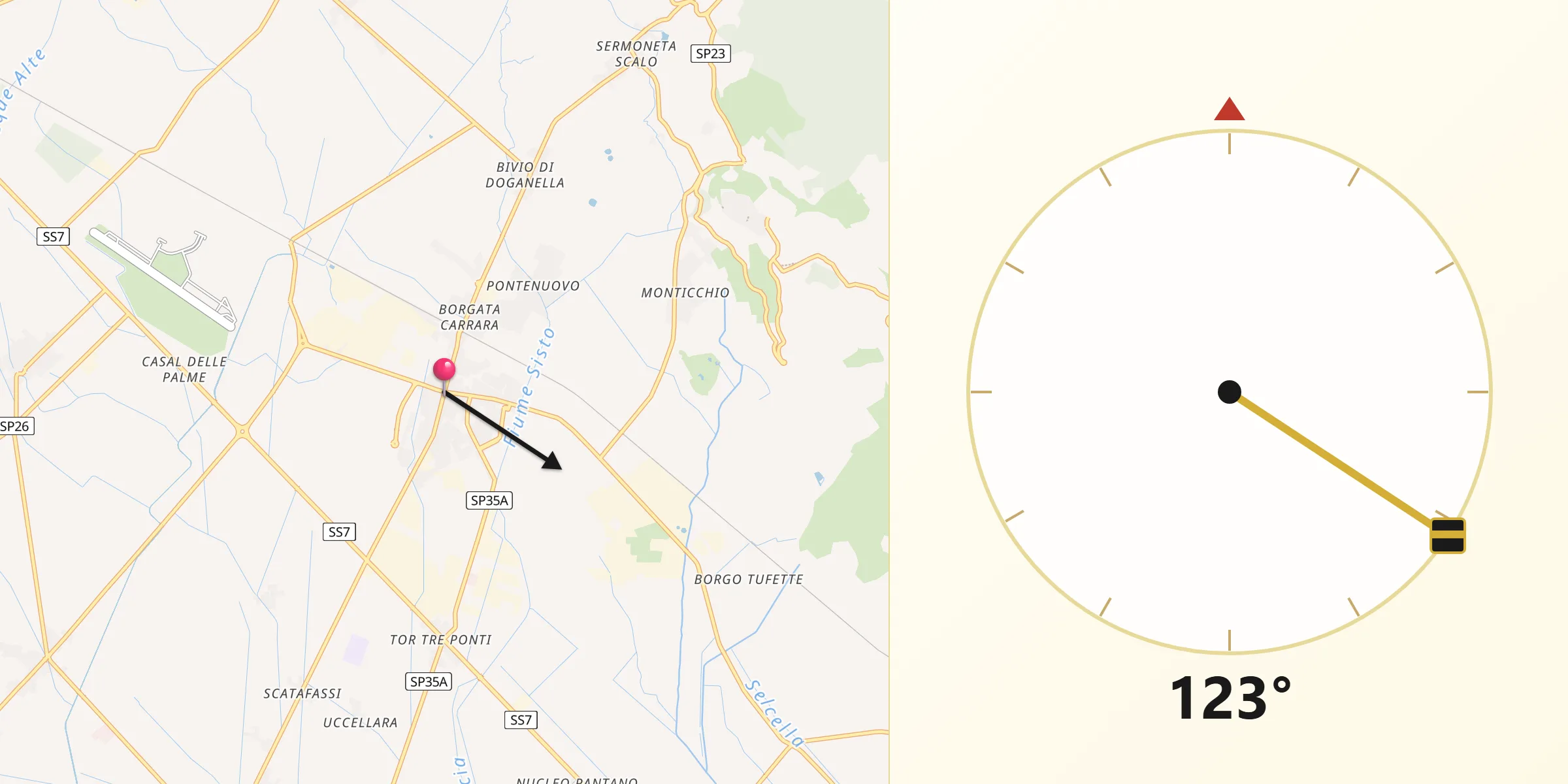 Direzione della Qibla da Latina Scalo