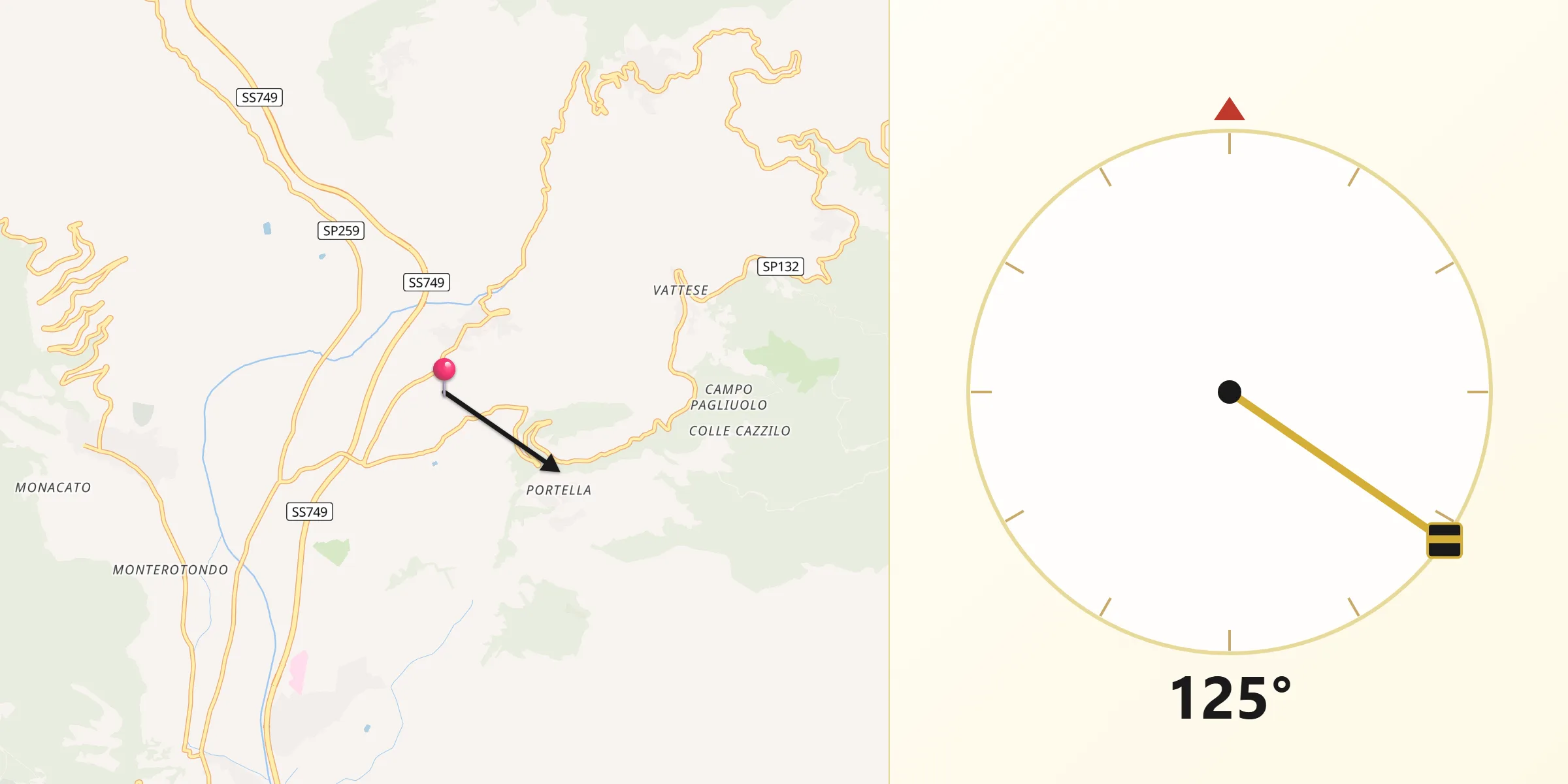 Direzione della Qibla da Sant'Elia Fiumerapido
