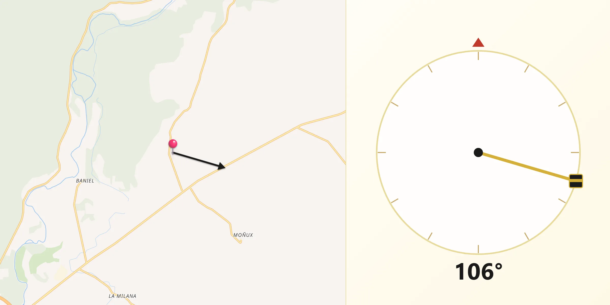 Dirección de la Qibla desde Viana de Duero