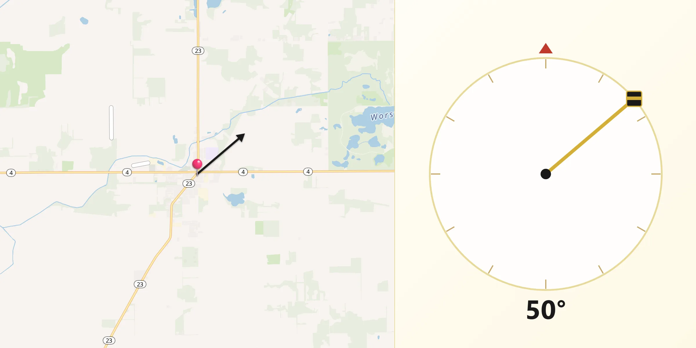 Qibla Direction from North Liberty