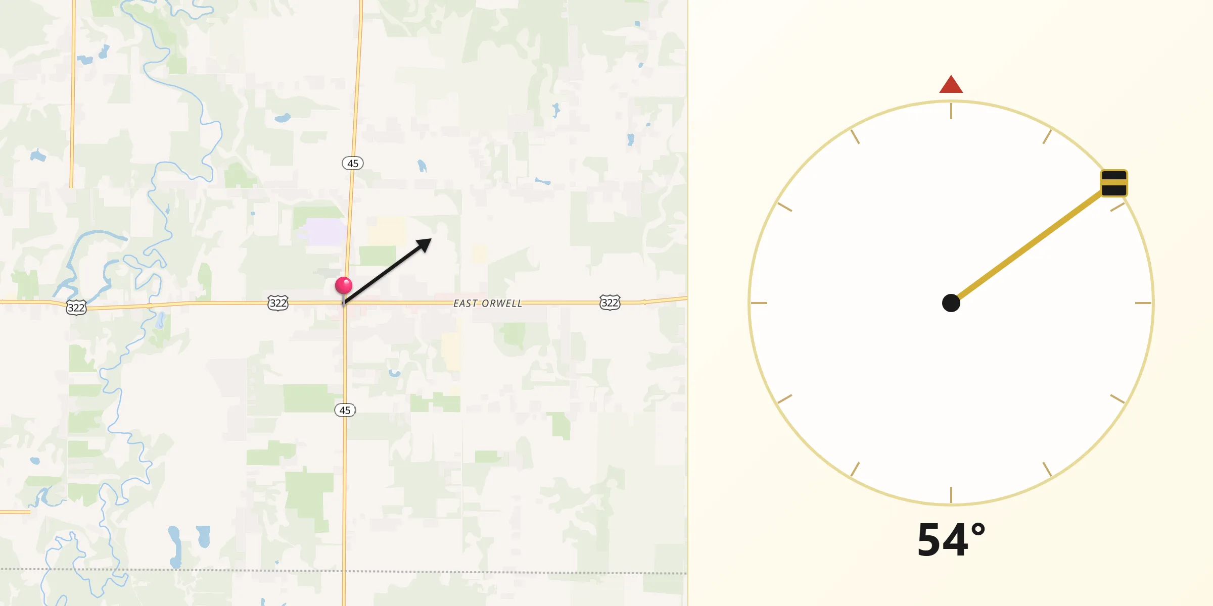 Qibla Direction from Orwell