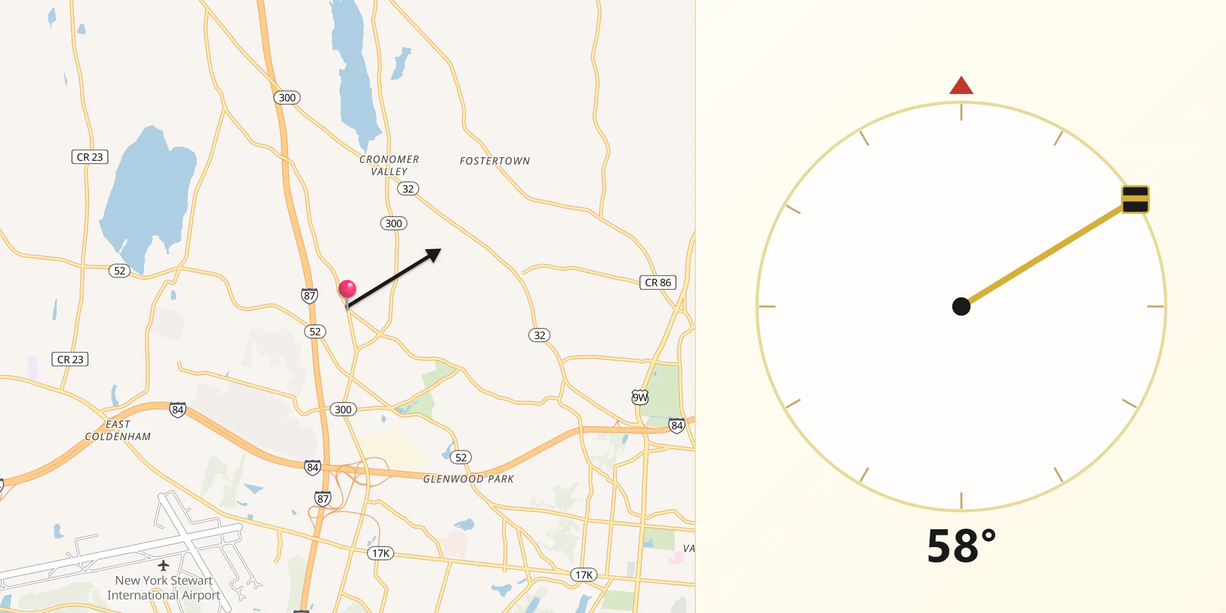 Qibla Direction from Gardnertown