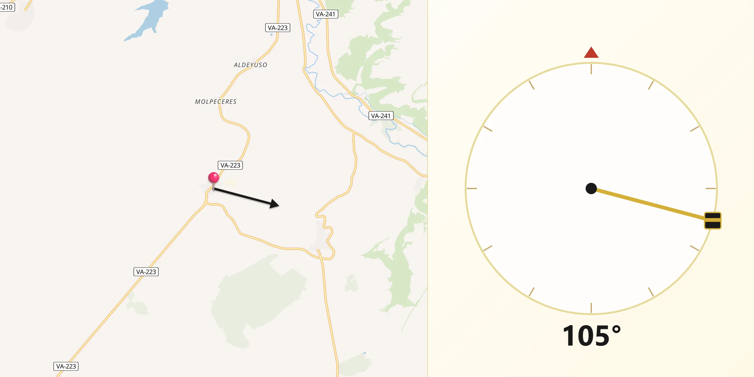Dirección de la Qibla desde Fompedraza