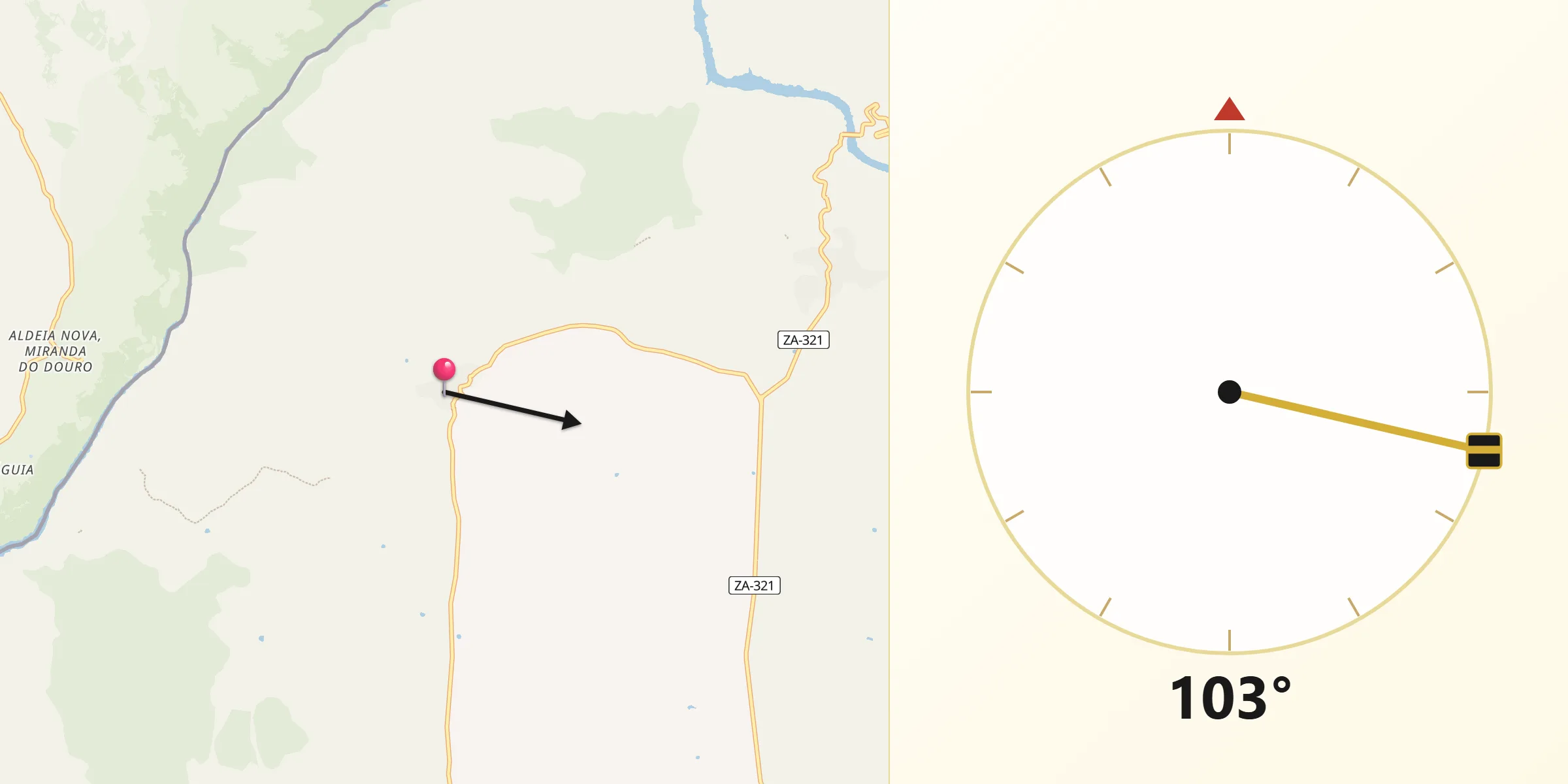 Dirección de la Qibla desde Villardiegua de la Ribera