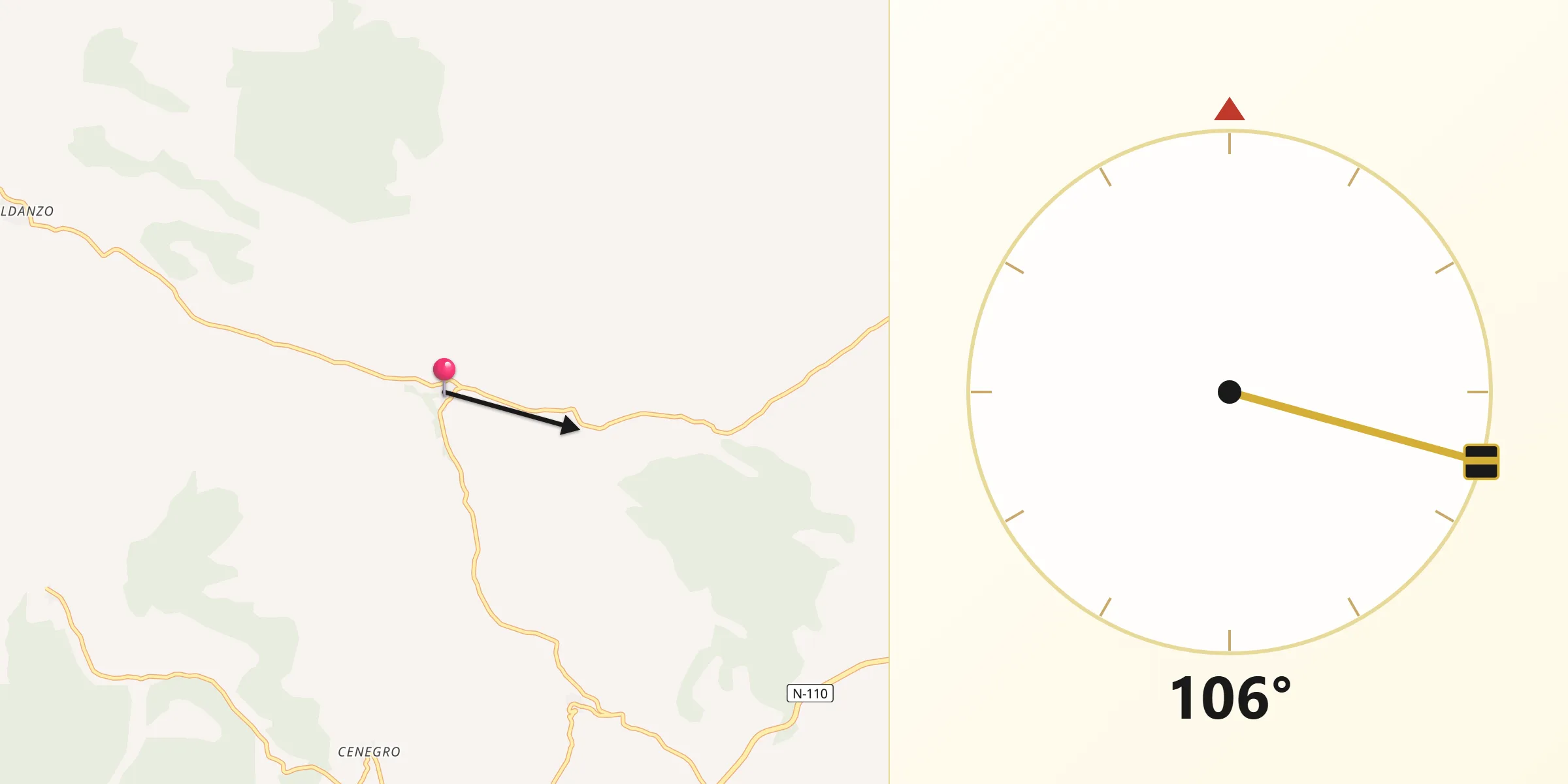 Dirección de la Qibla desde Miño de San Esteban
