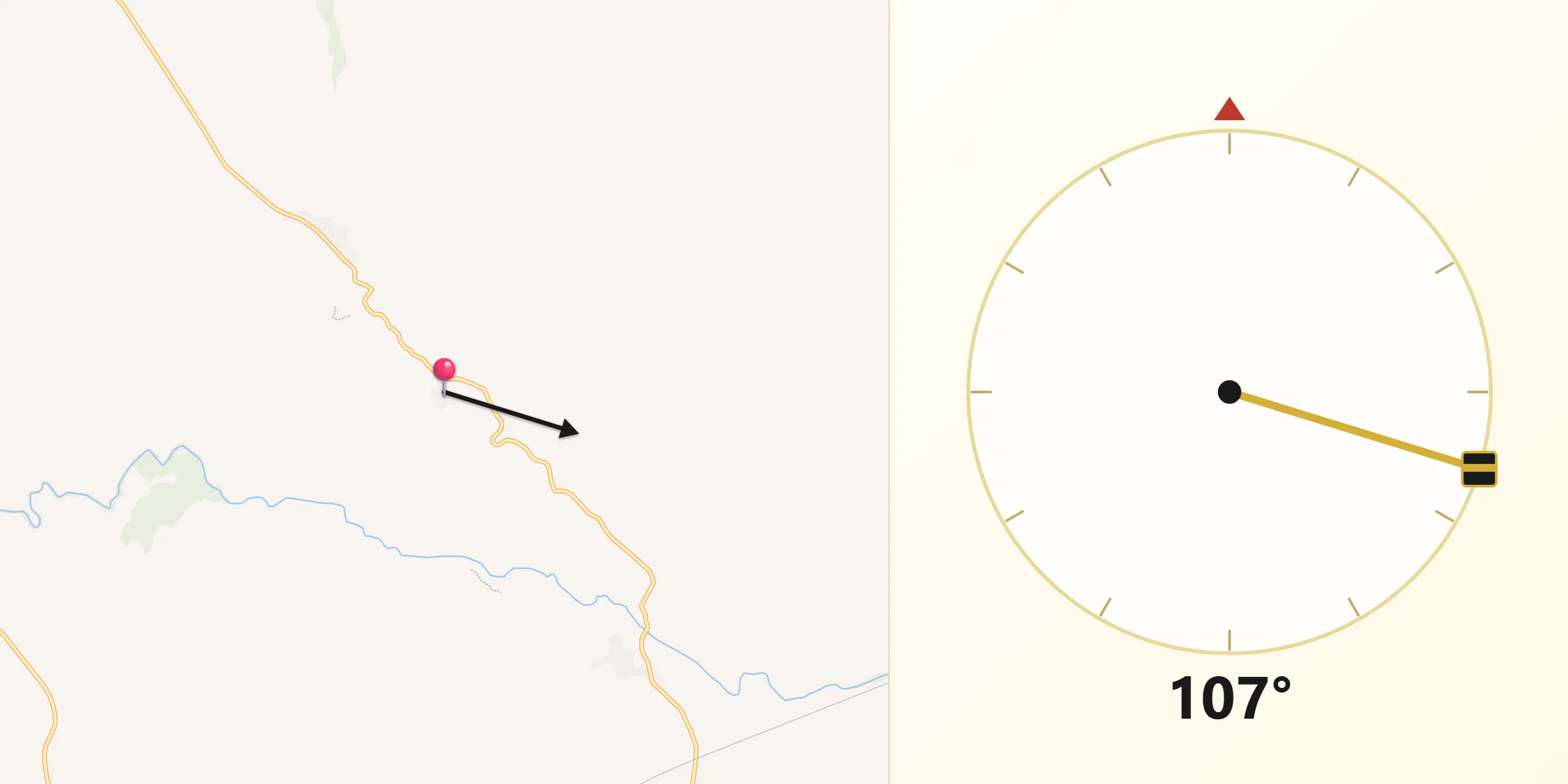 Dirección de la Qibla desde Nigüella