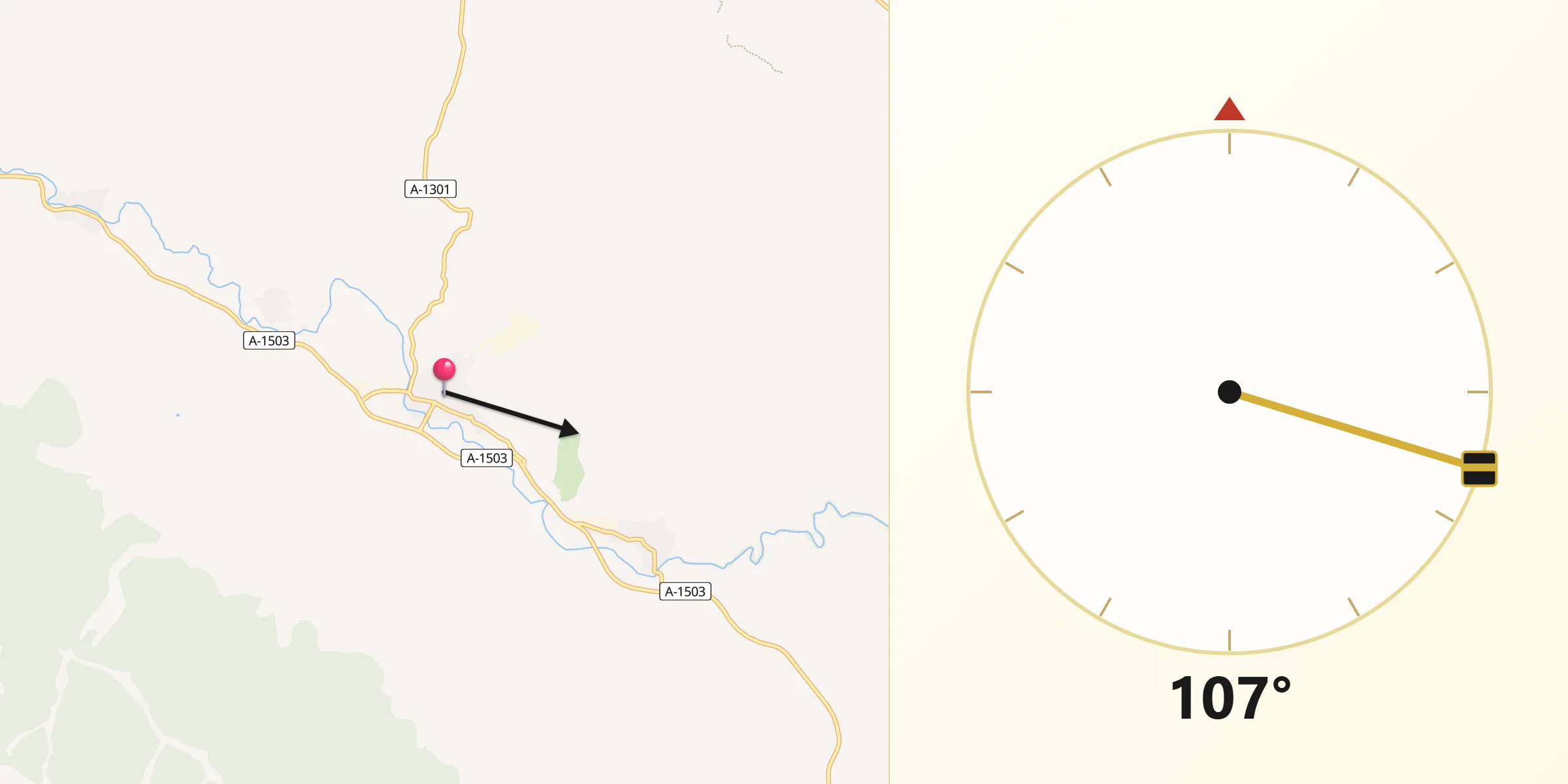 Dirección de la Qibla desde Illueca