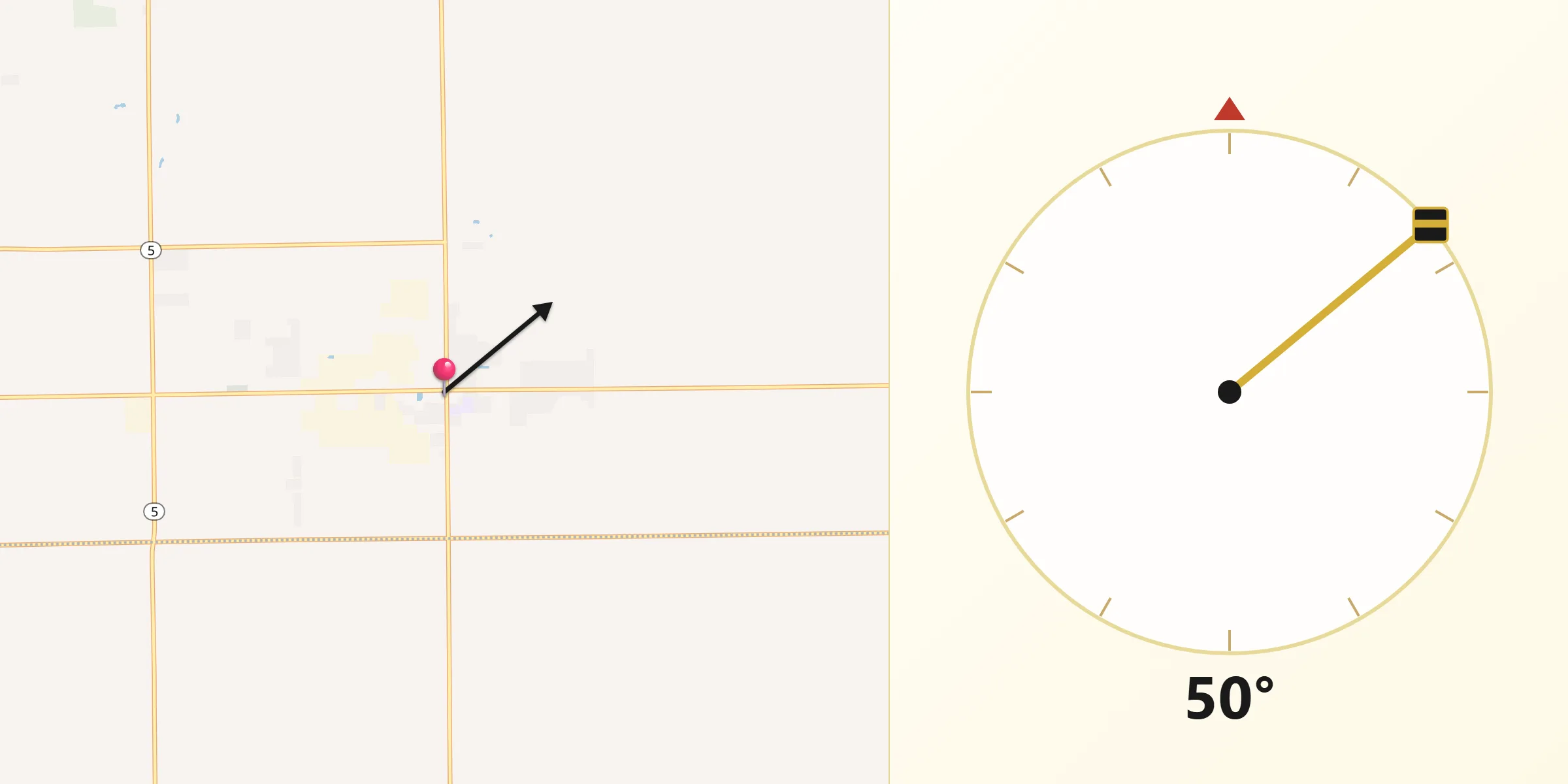 Dirección de la Qibla desde Topeka