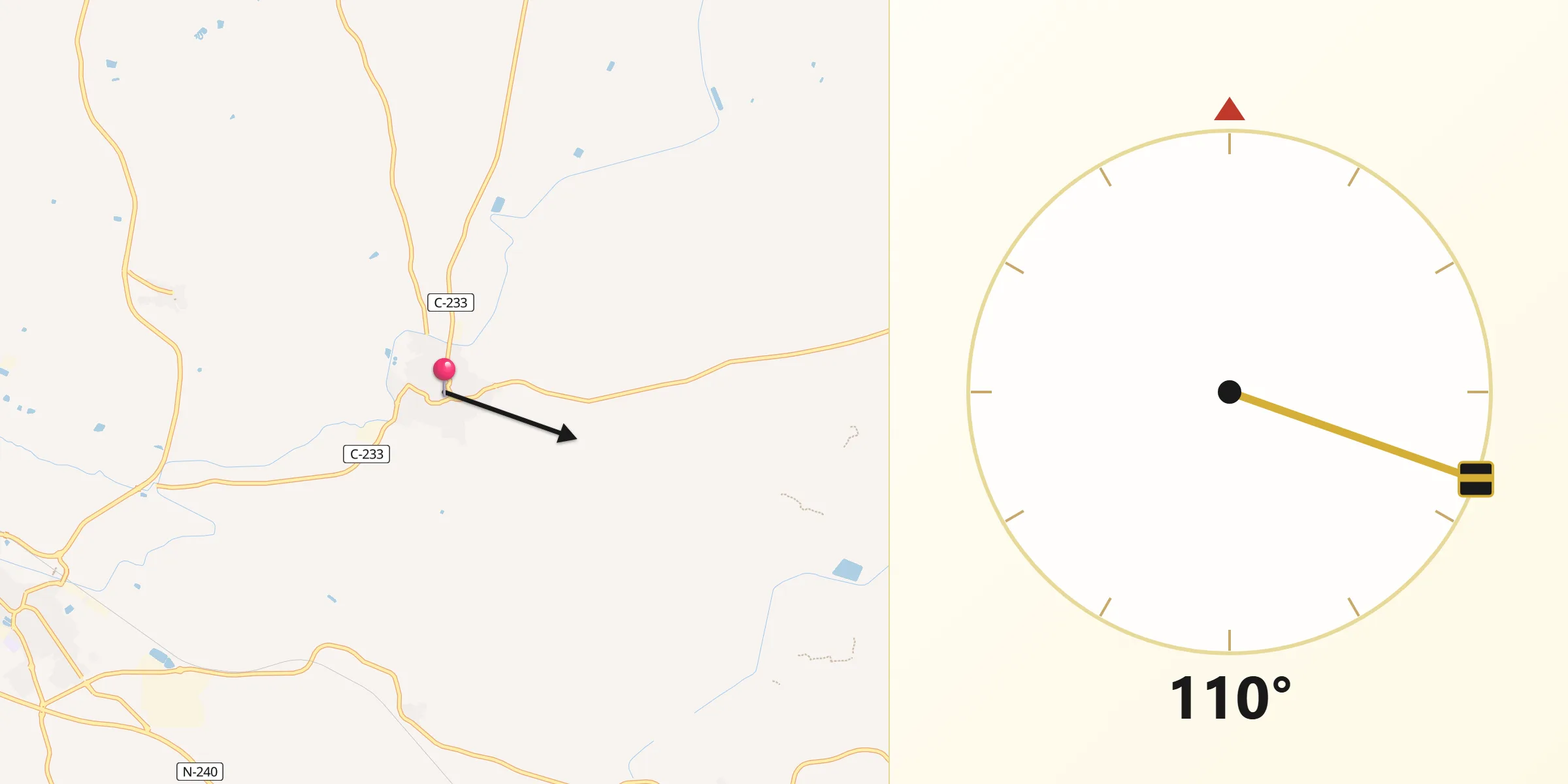 Dirección de la Qibla desde Arbeca