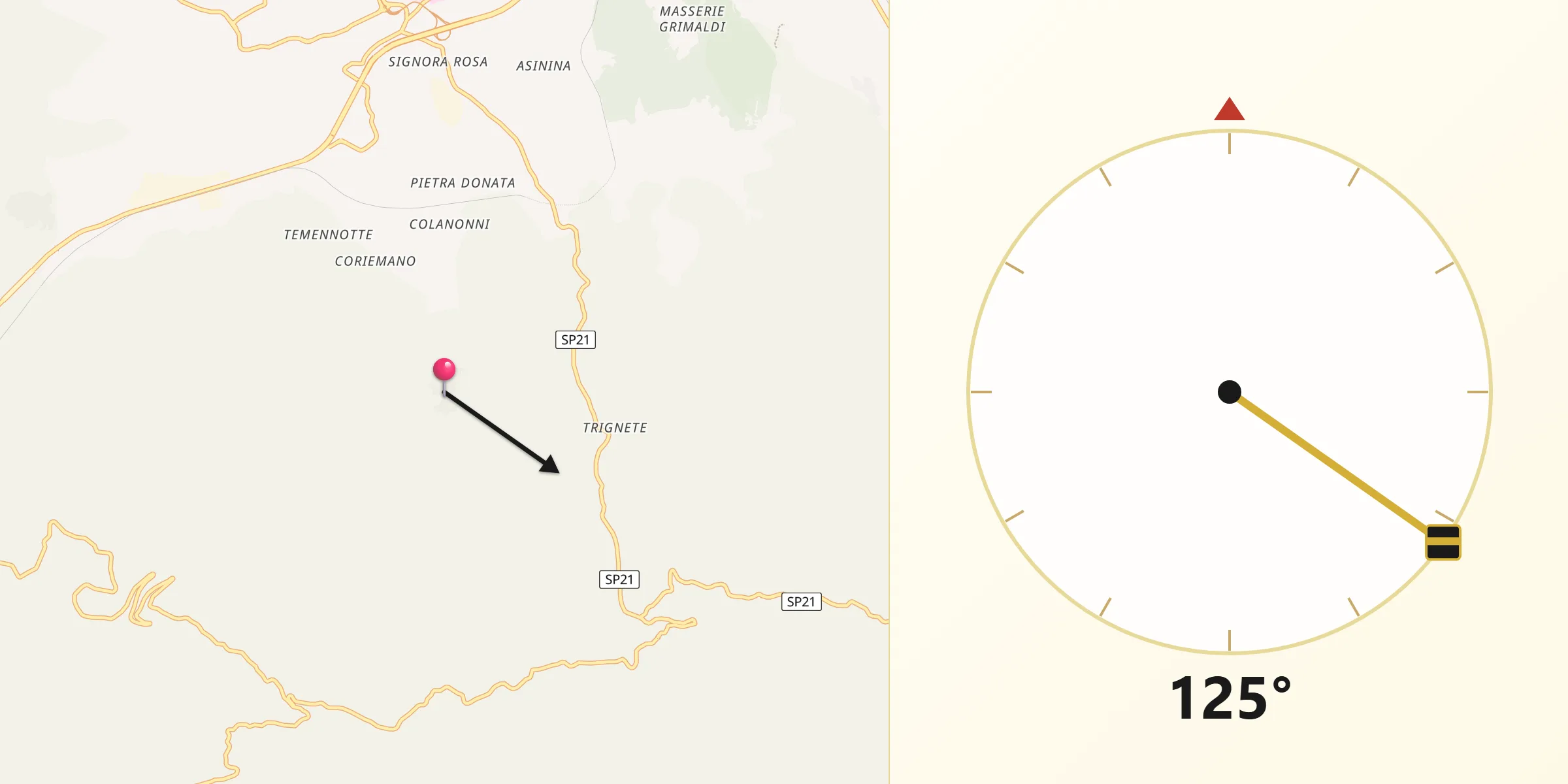 Direzione della Qibla da Sant'Agapito