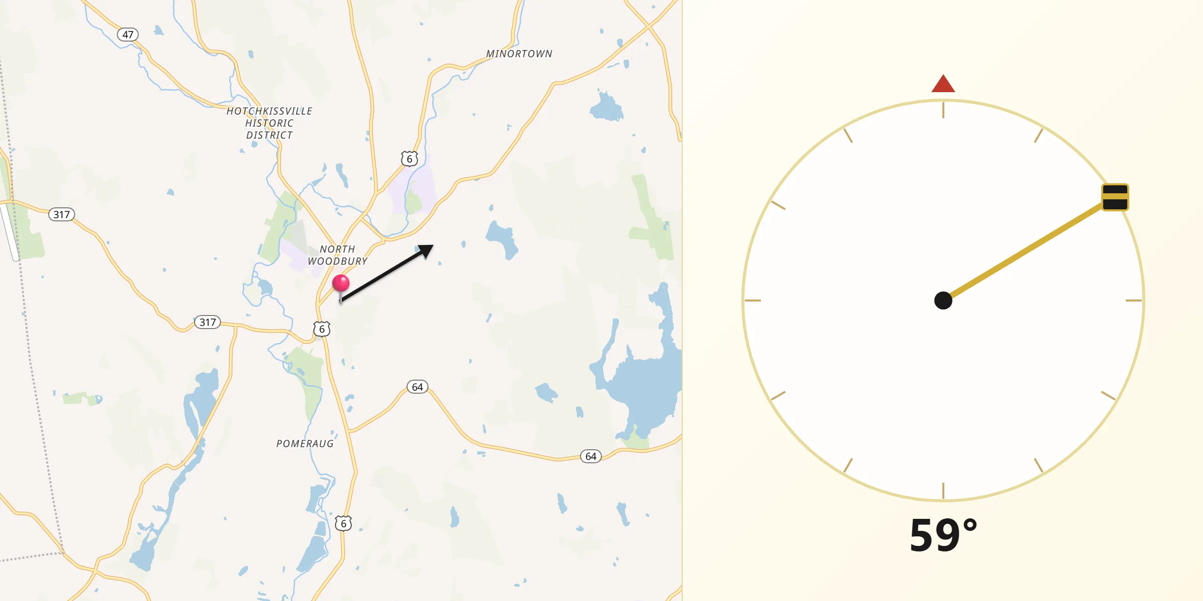 Qibla Direction from Woodbury Center