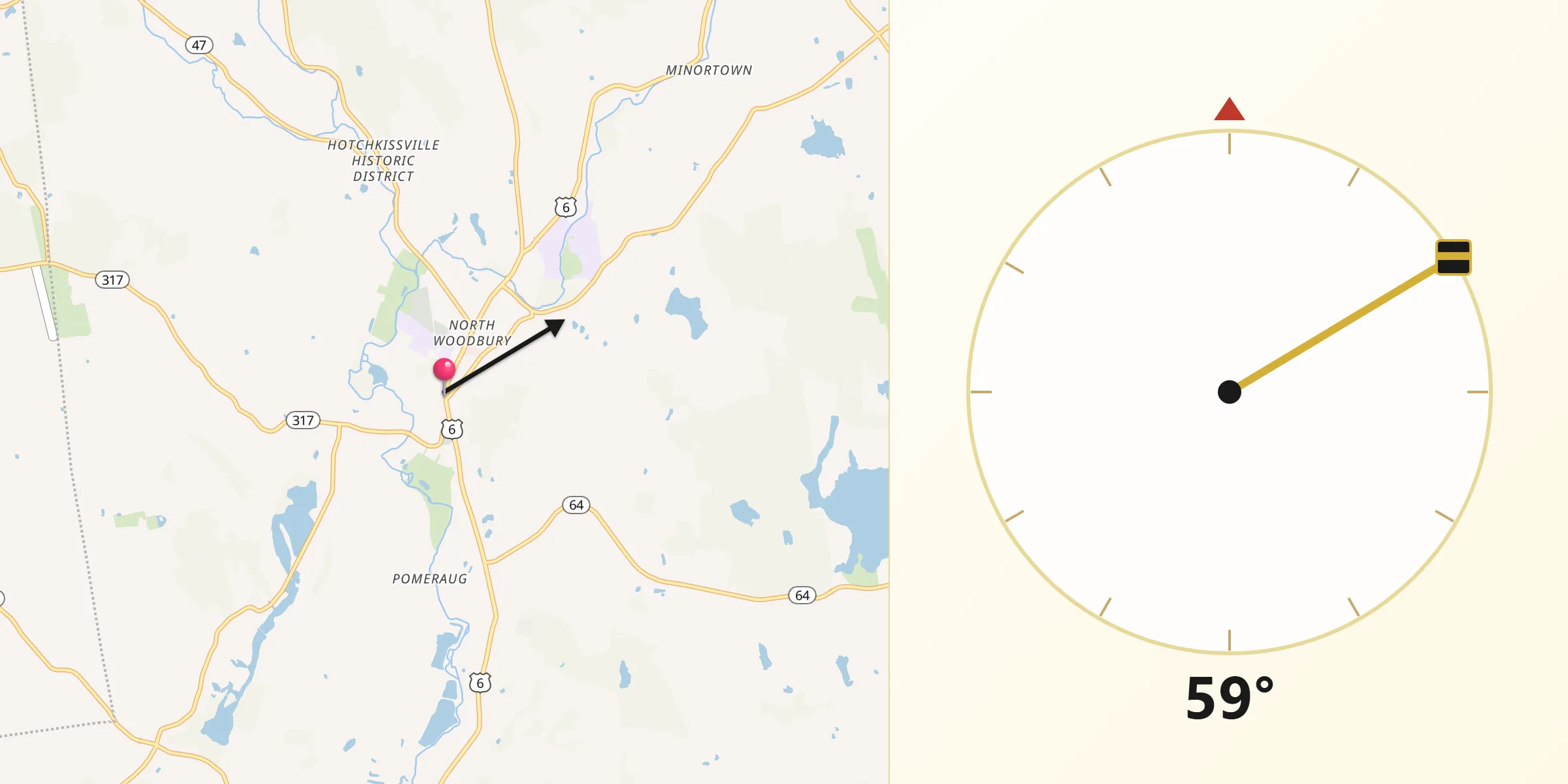 Qibla Direction from Woodbury