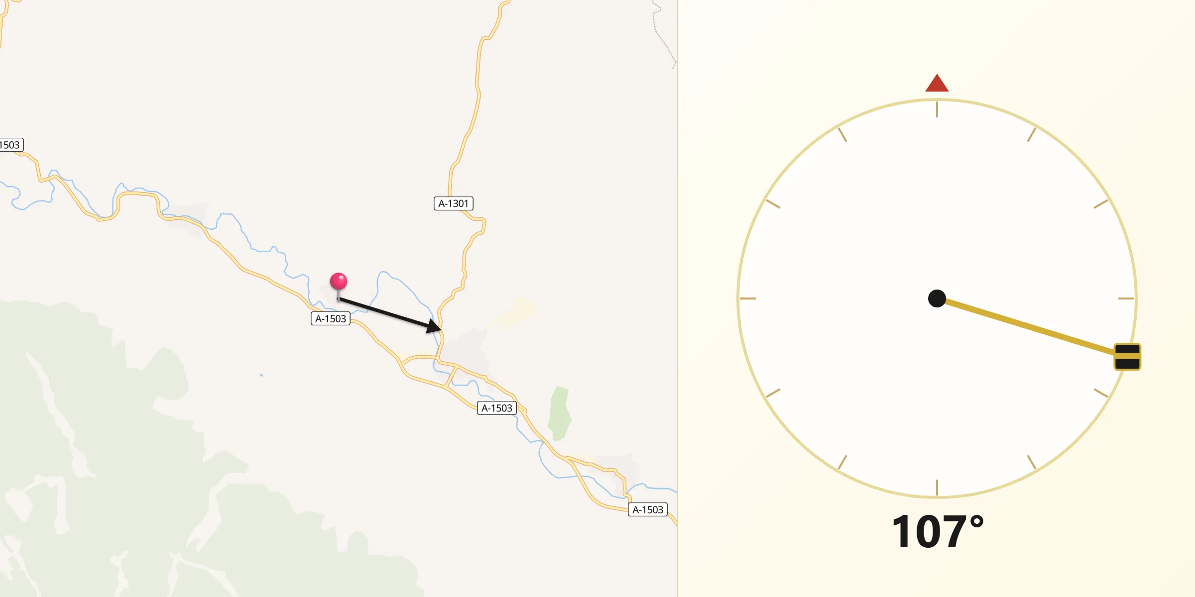 Dirección de la Qibla desde Gotor