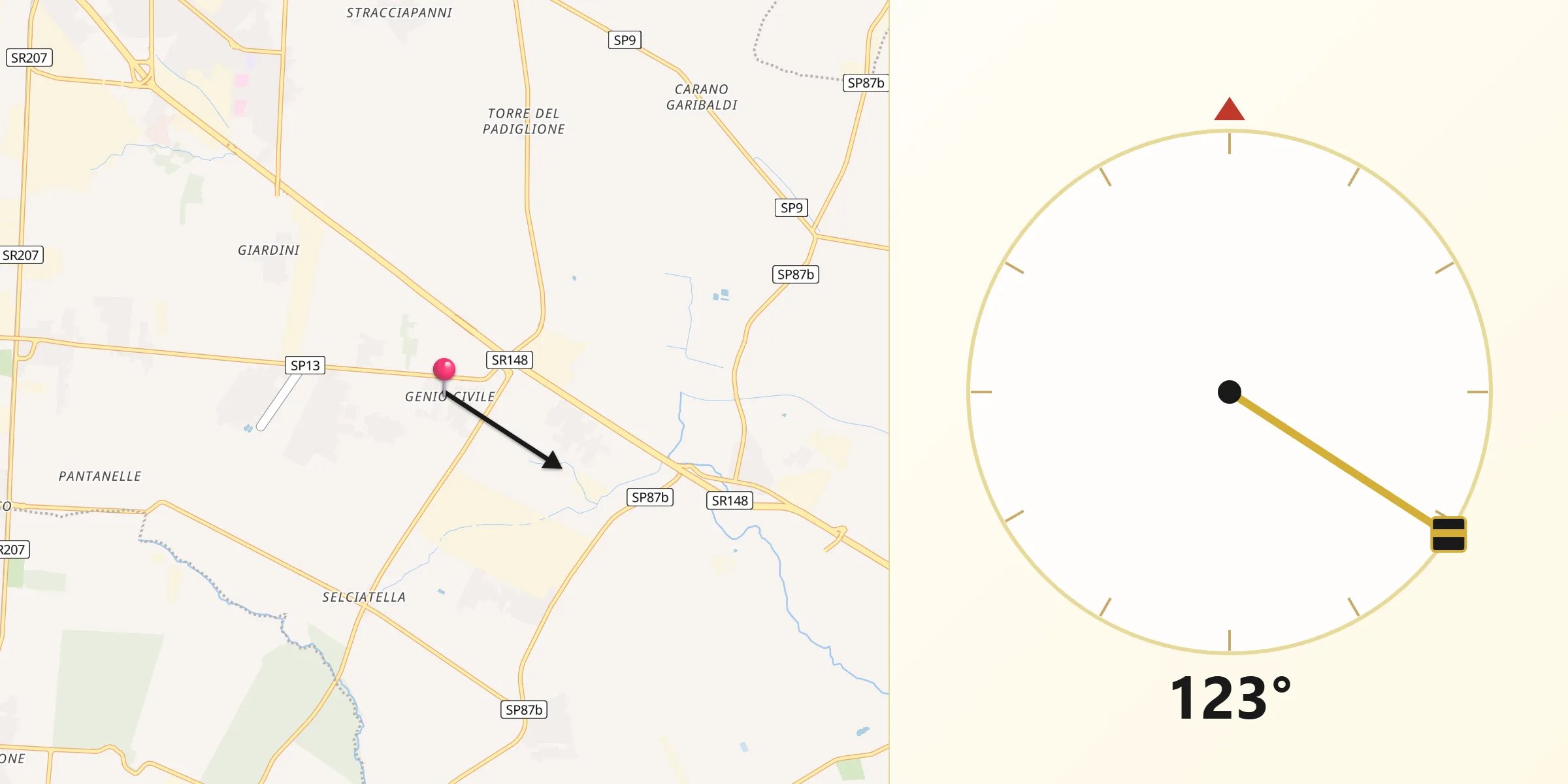 Direzione della Qibla da Genio Civile