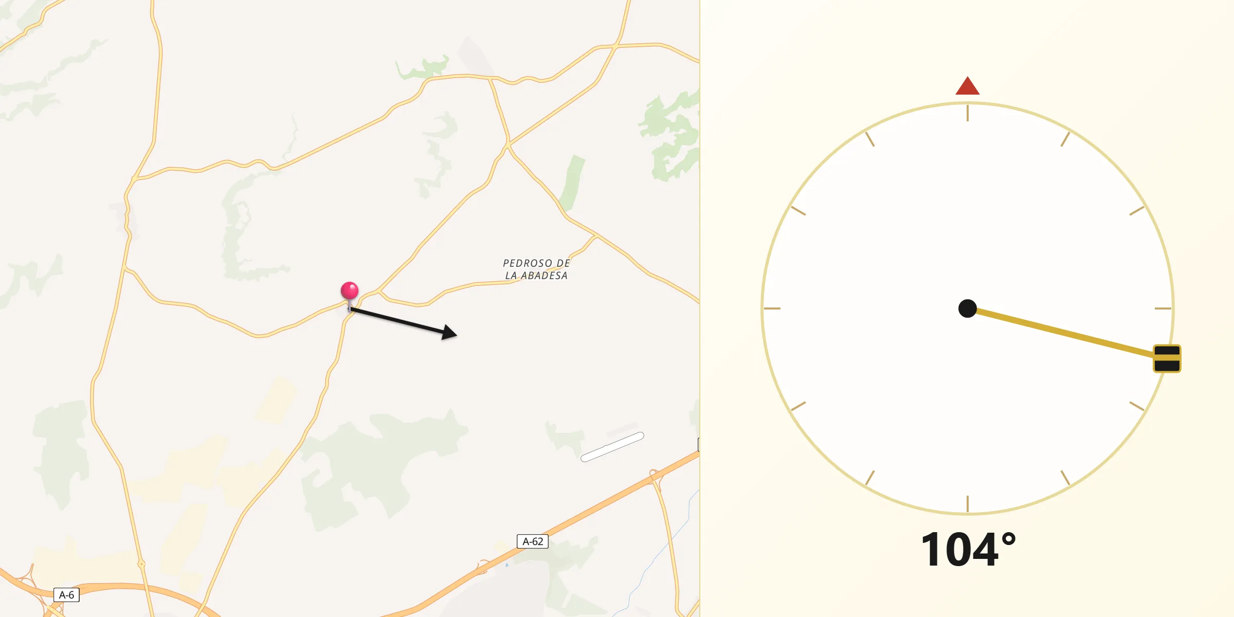 Dirección de la Qibla desde Matilla de los Caños