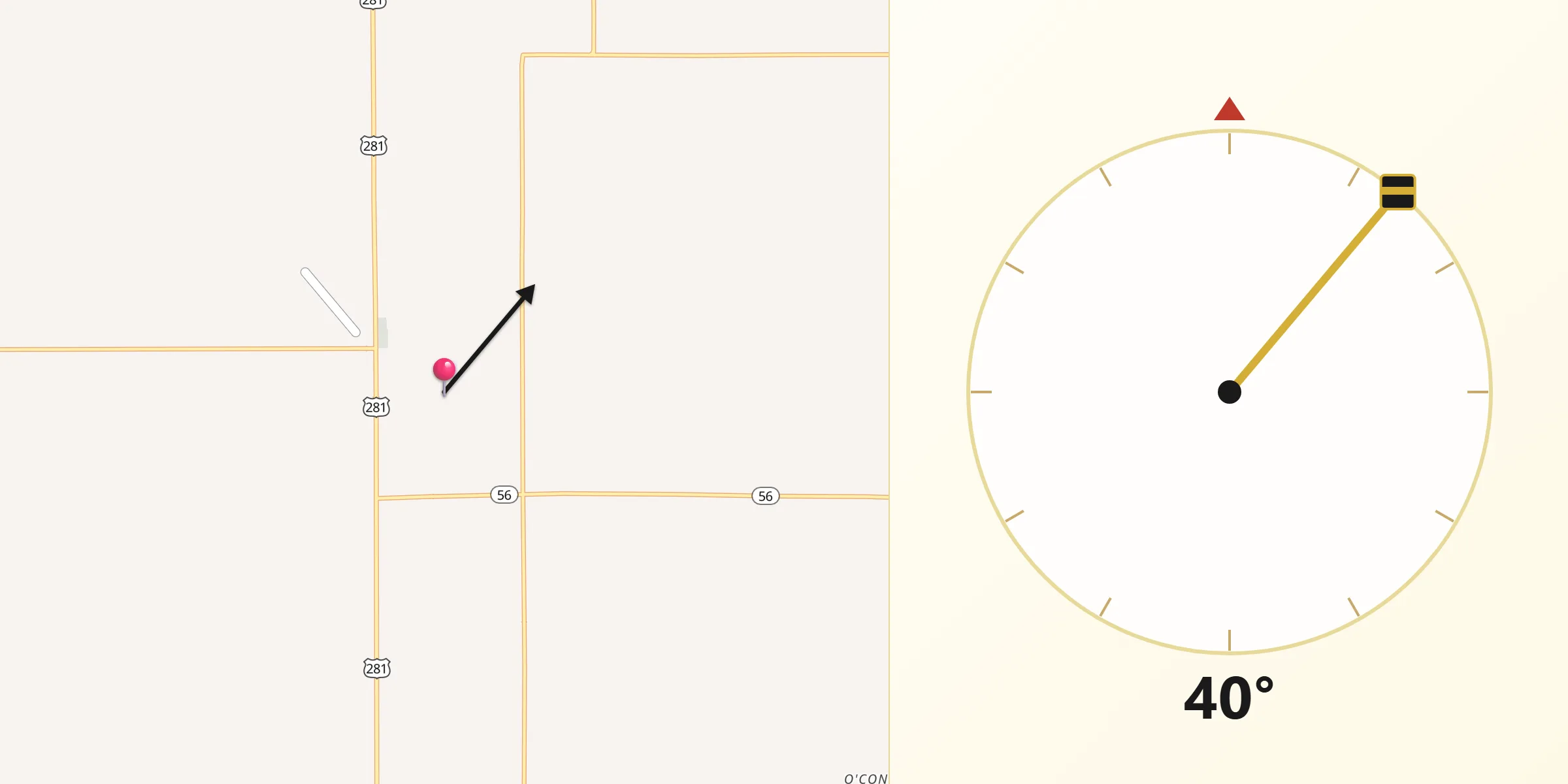 Dirección de la Qibla desde Greeley