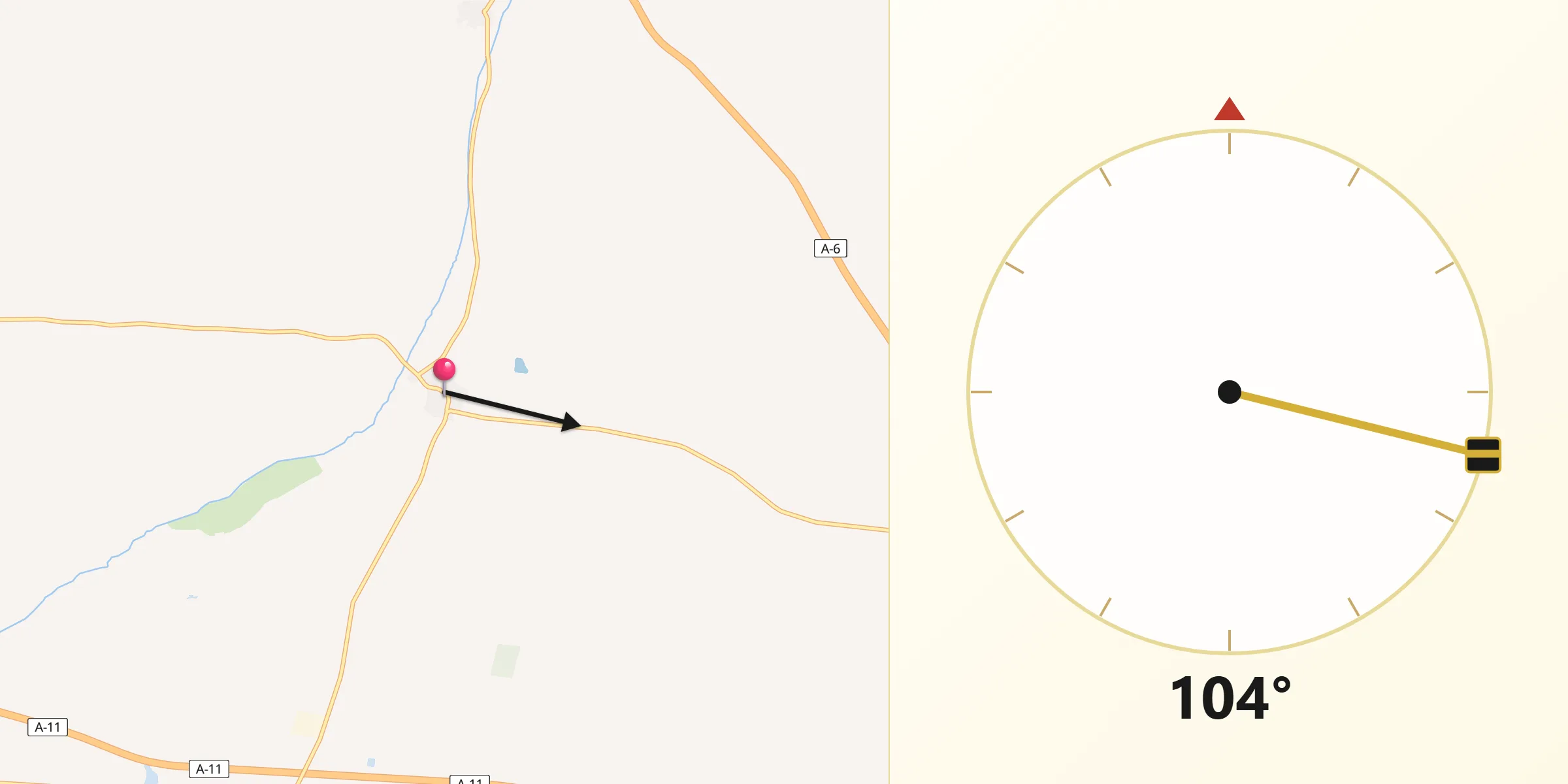 Dirección de la Qibla desde Villalar de los Comuneros