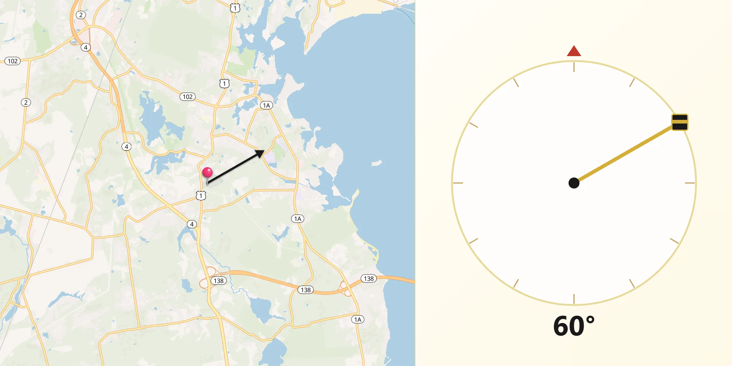 Qibla Direction from North Kingstown