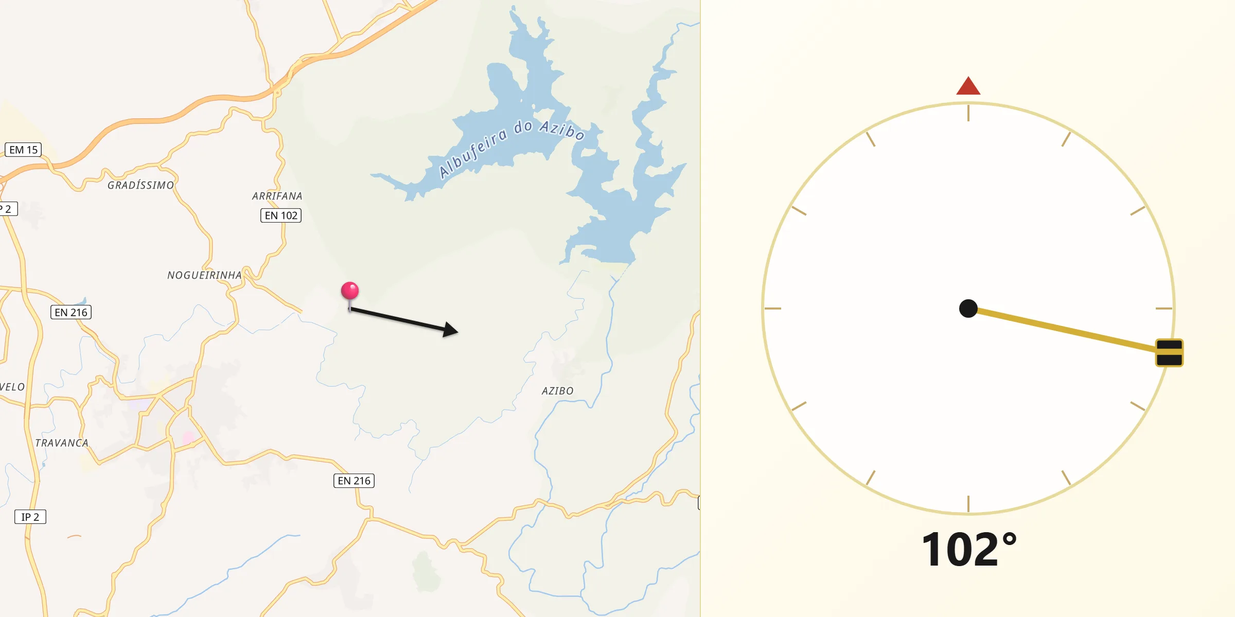 Direção da Qibla a partir de Macedo de Cavaleiros