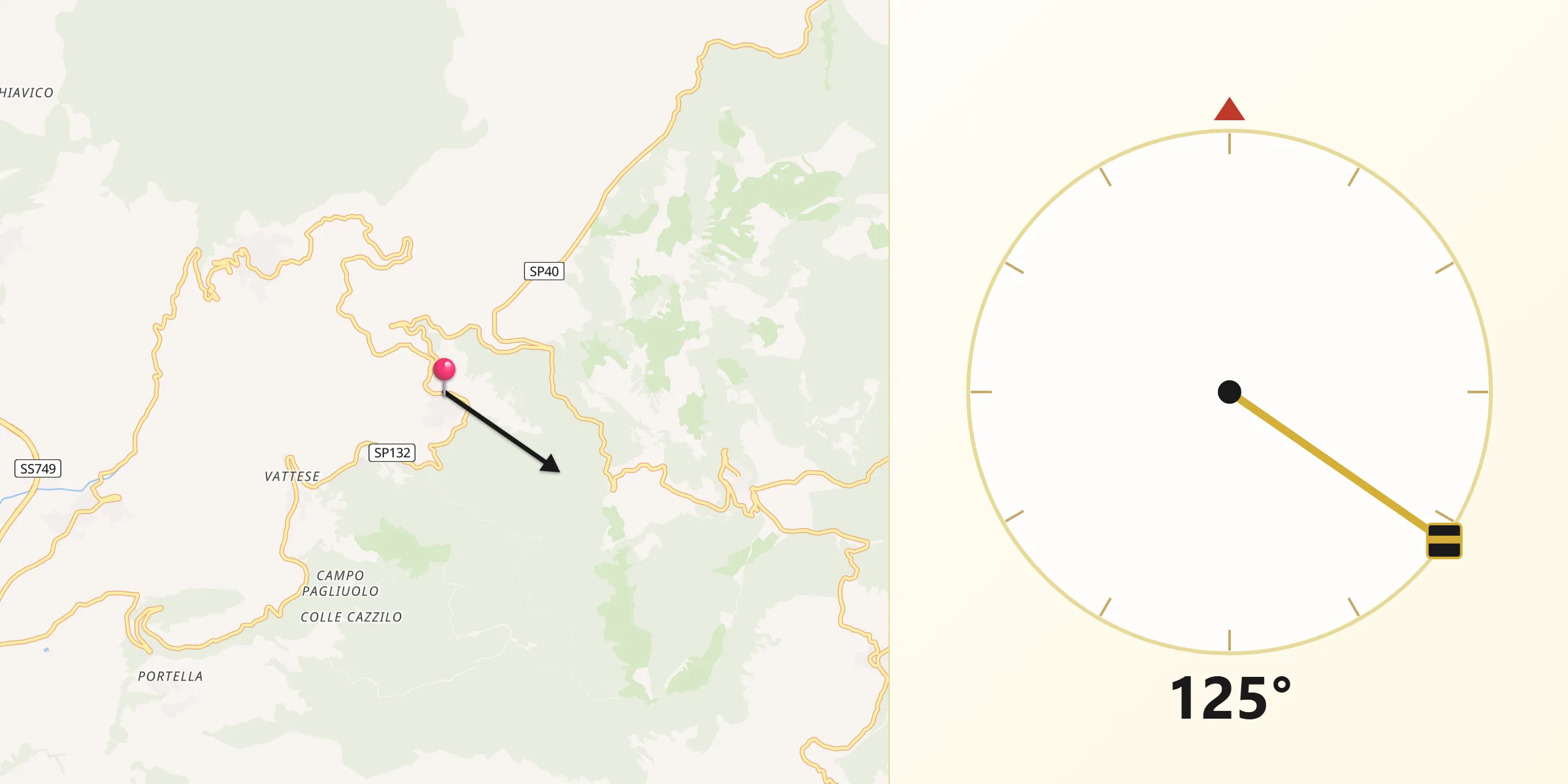 Direzione della Qibla da Vallerotonda