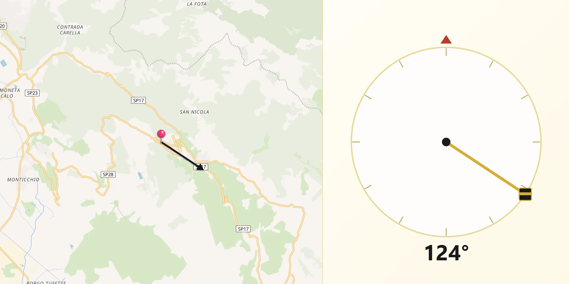 Direzione della Qibla da Bassiano