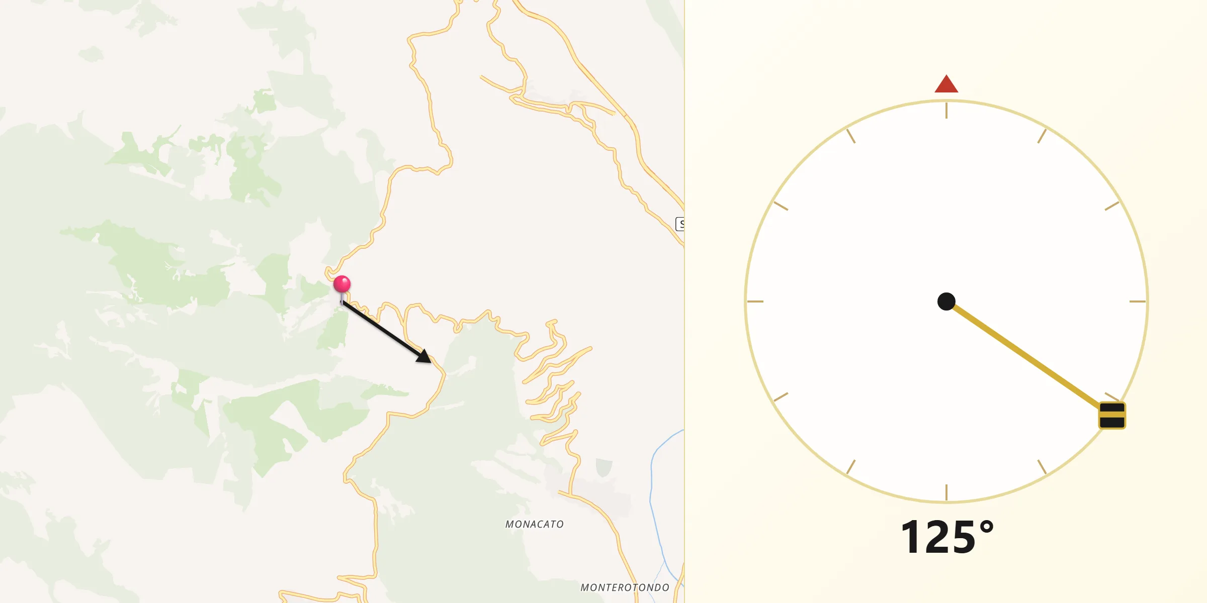 Direzione della Qibla da Terelle