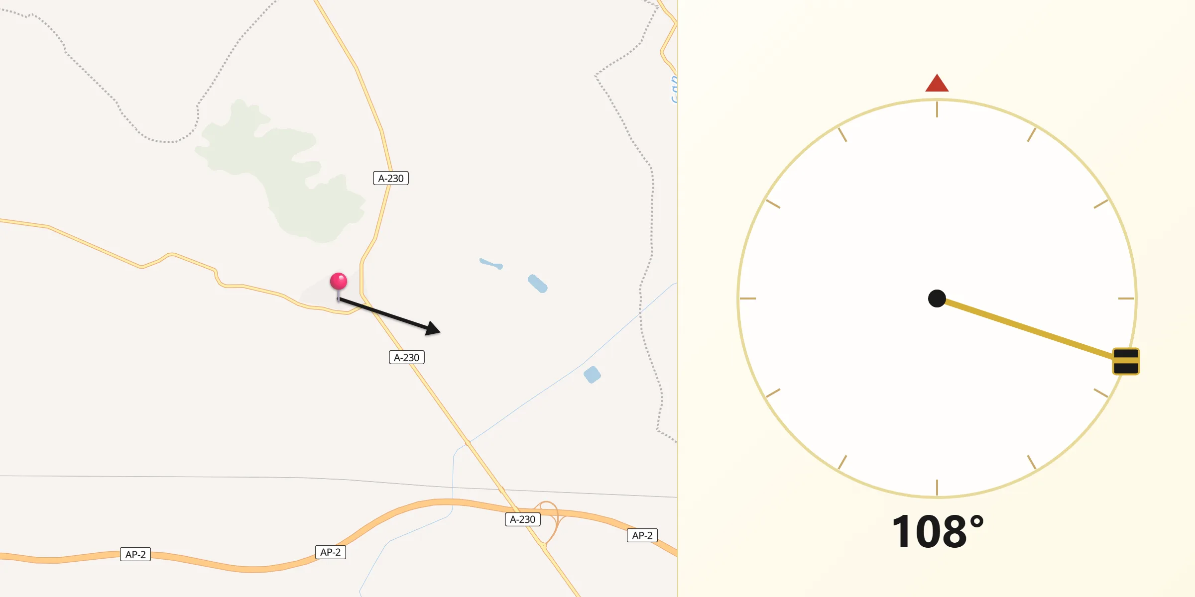 Dirección de la Qibla desde La Almolda
