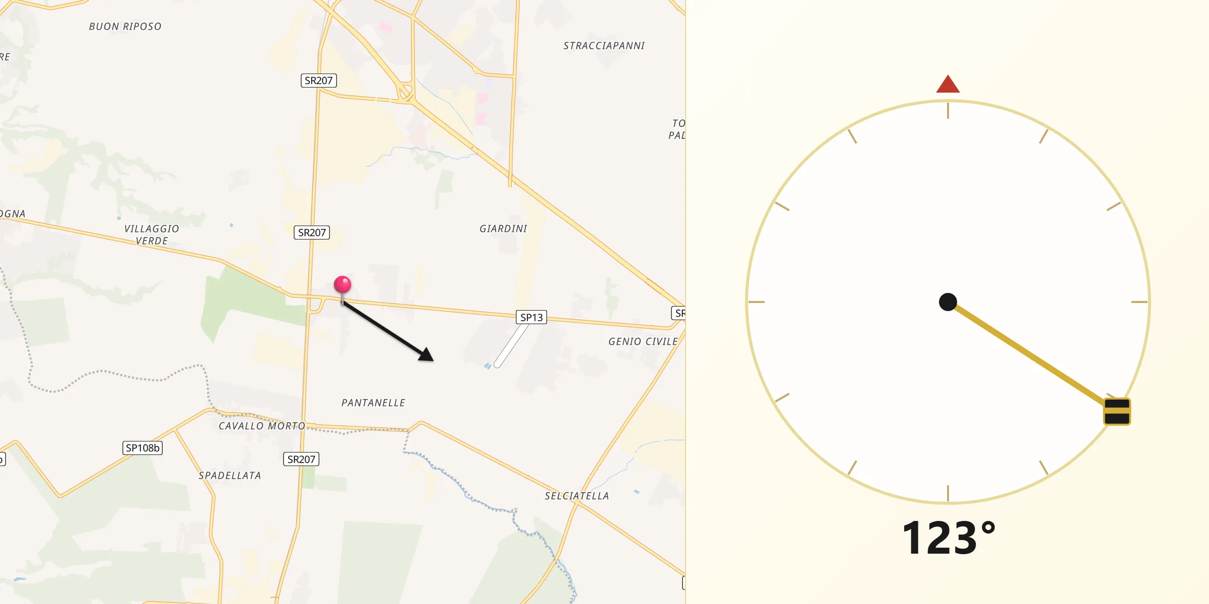 Direzione della Qibla da Campo di Carne