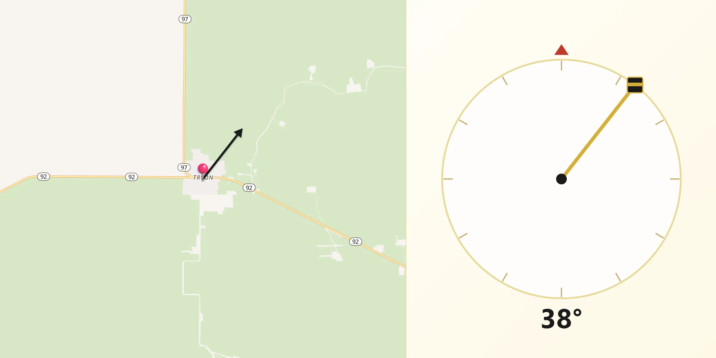 Qibla Direction from Tryon