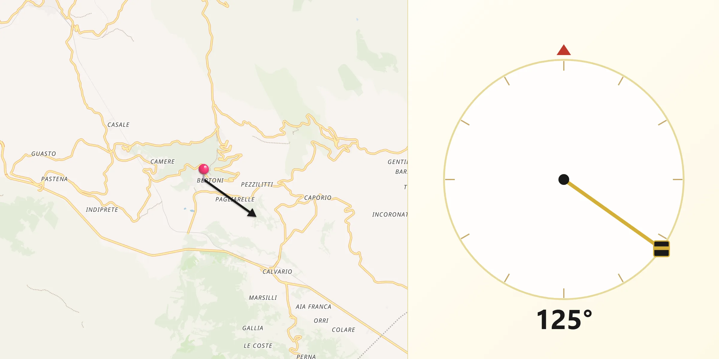 Direzione della Qibla da Santa Maria del Molise