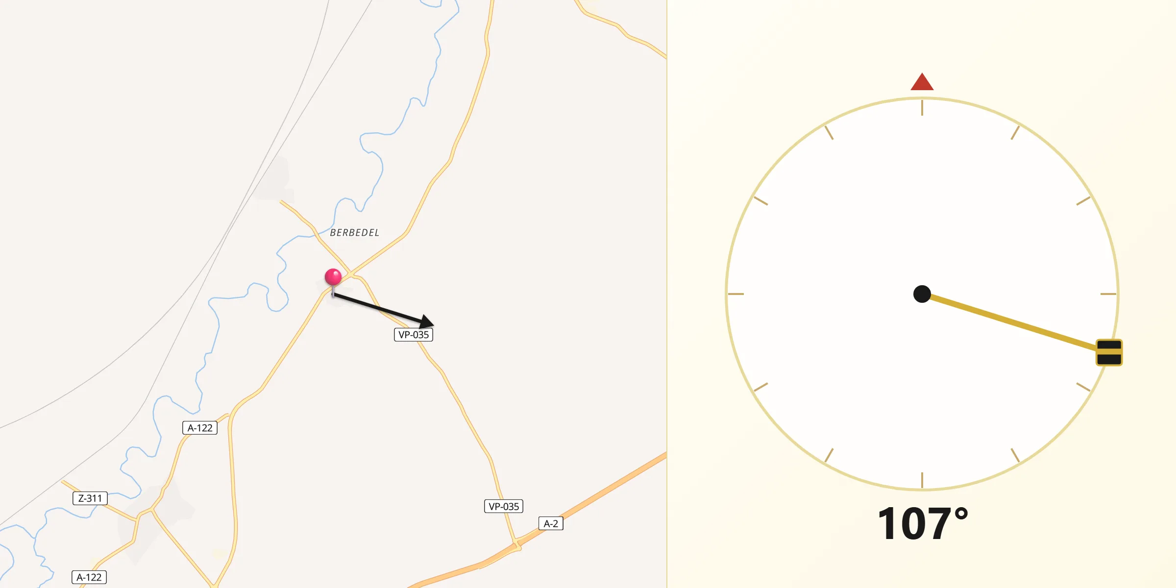 Dirección de la Qibla desde Lucena de Jalón