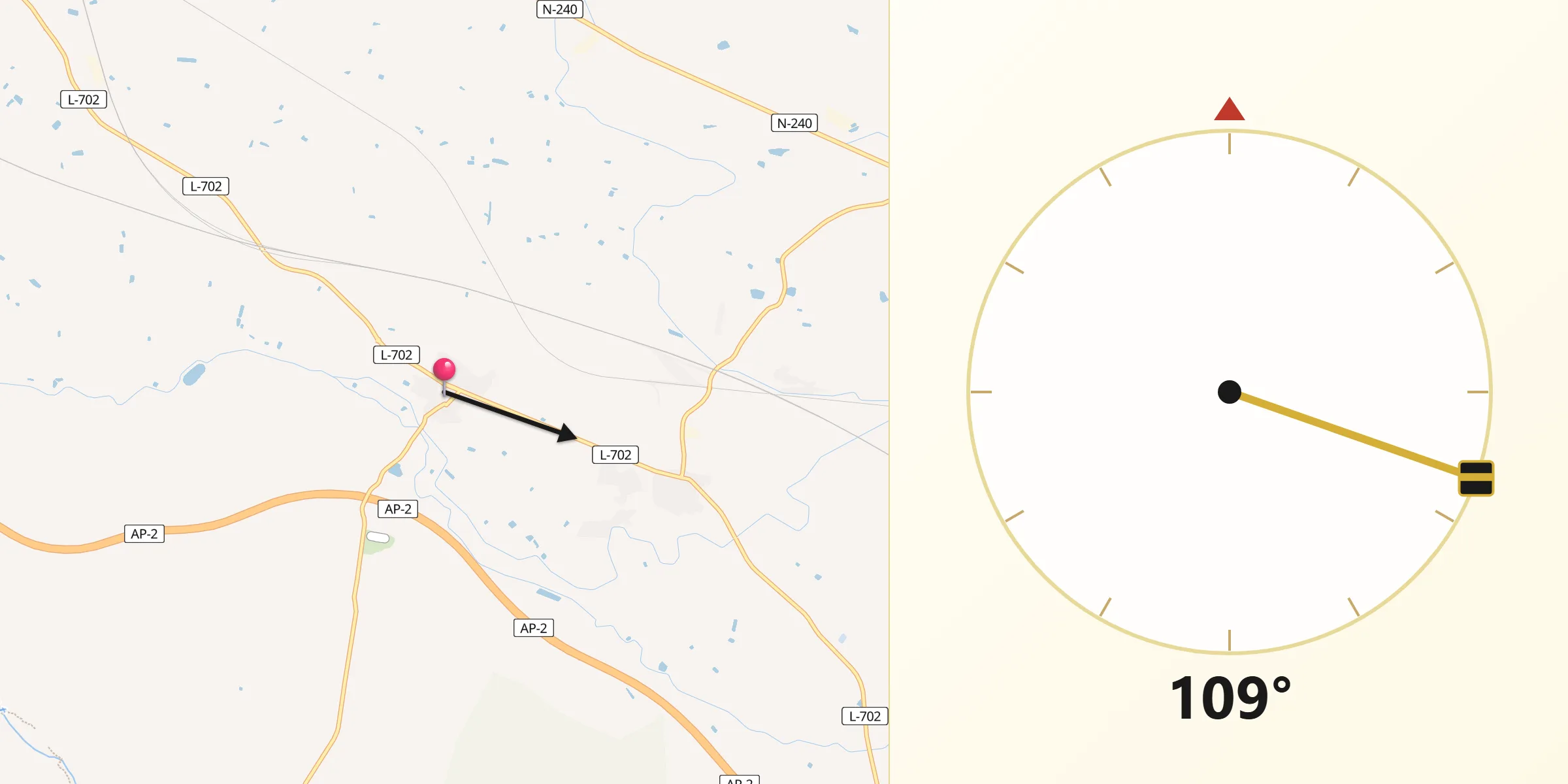 Dirección de la Qibla desde Artesa de Lleida