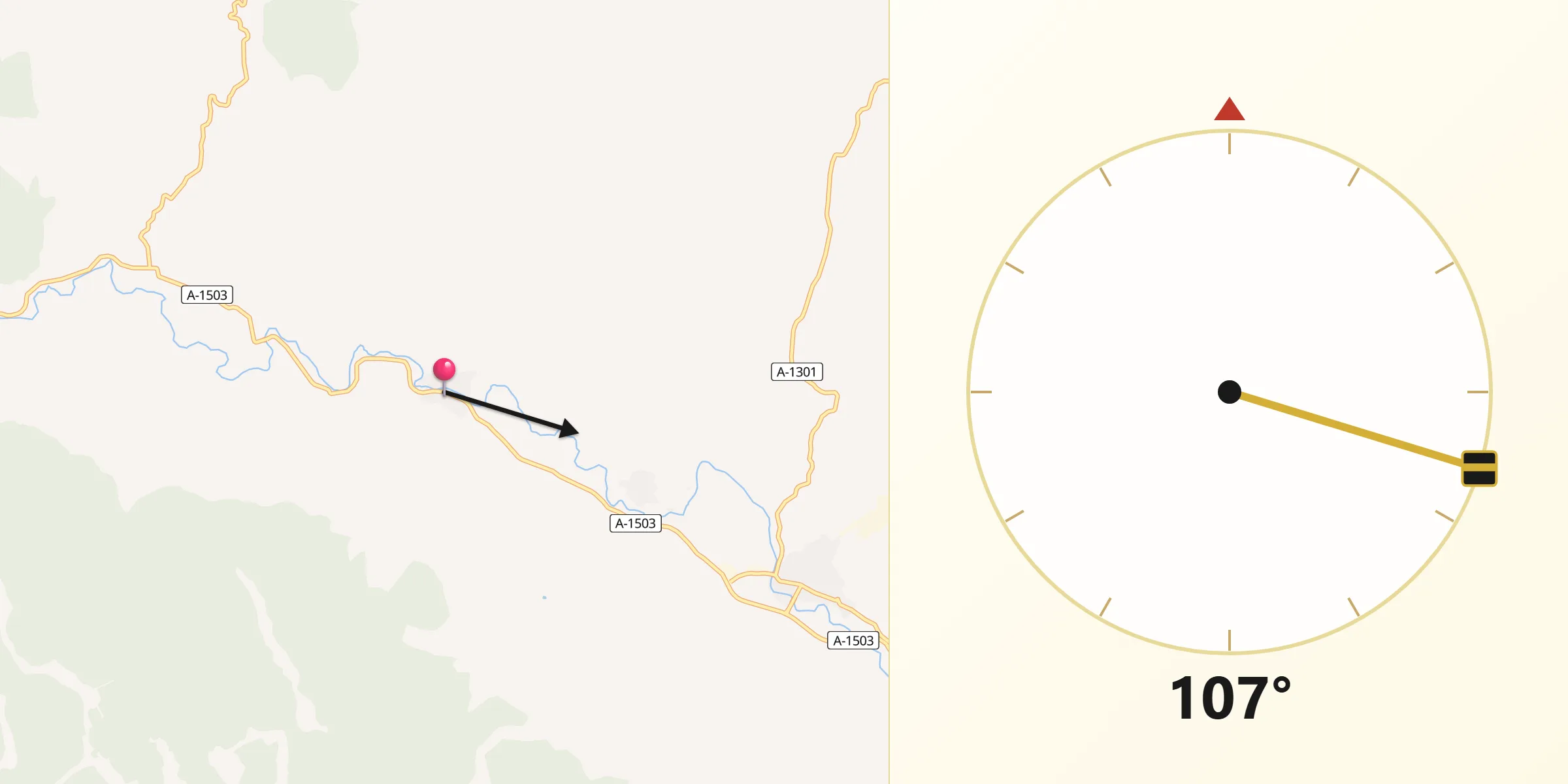 Dirección de la Qibla desde Jarque