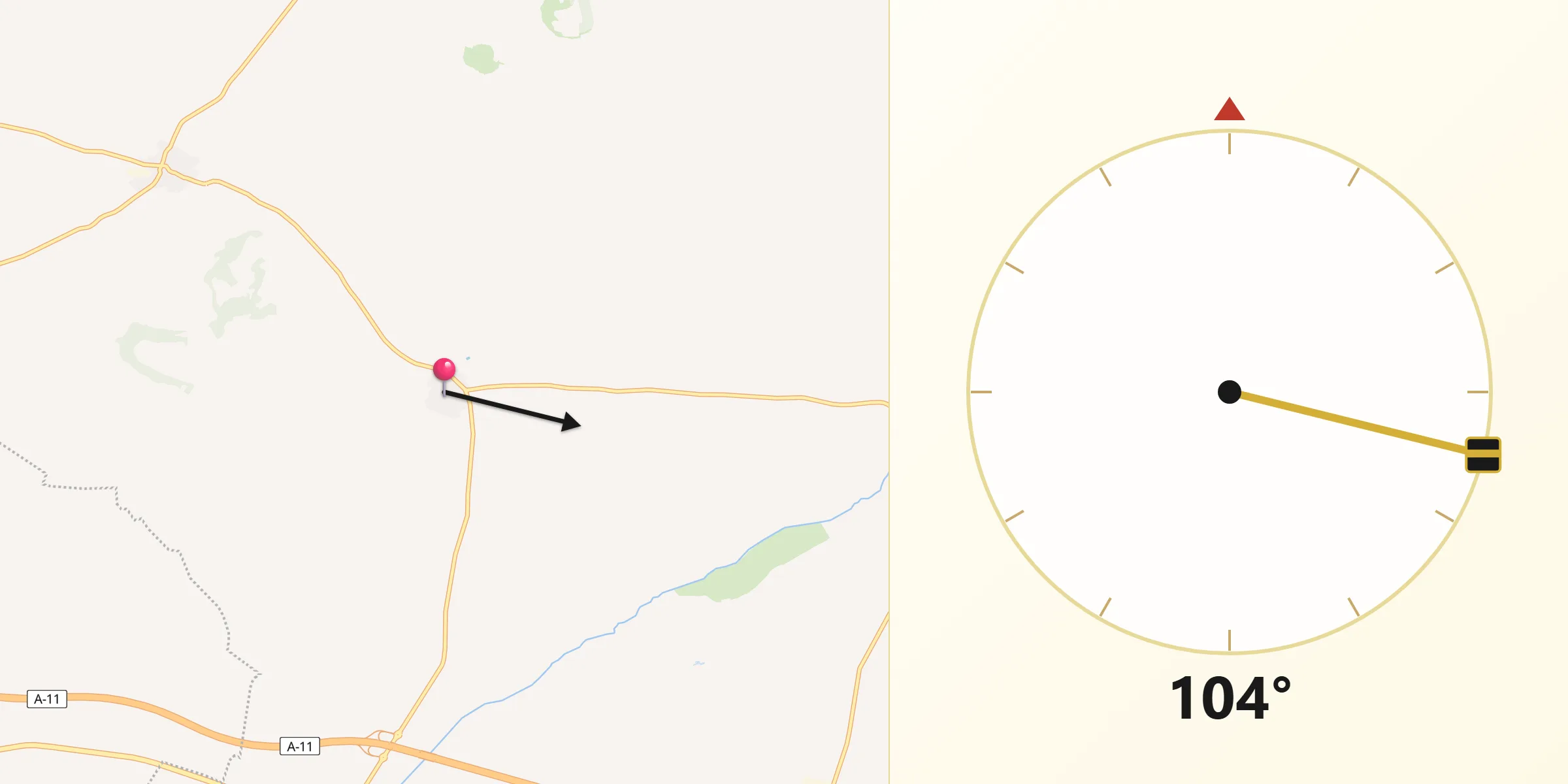 Dirección de la Qibla desde Pedrosa del Rey