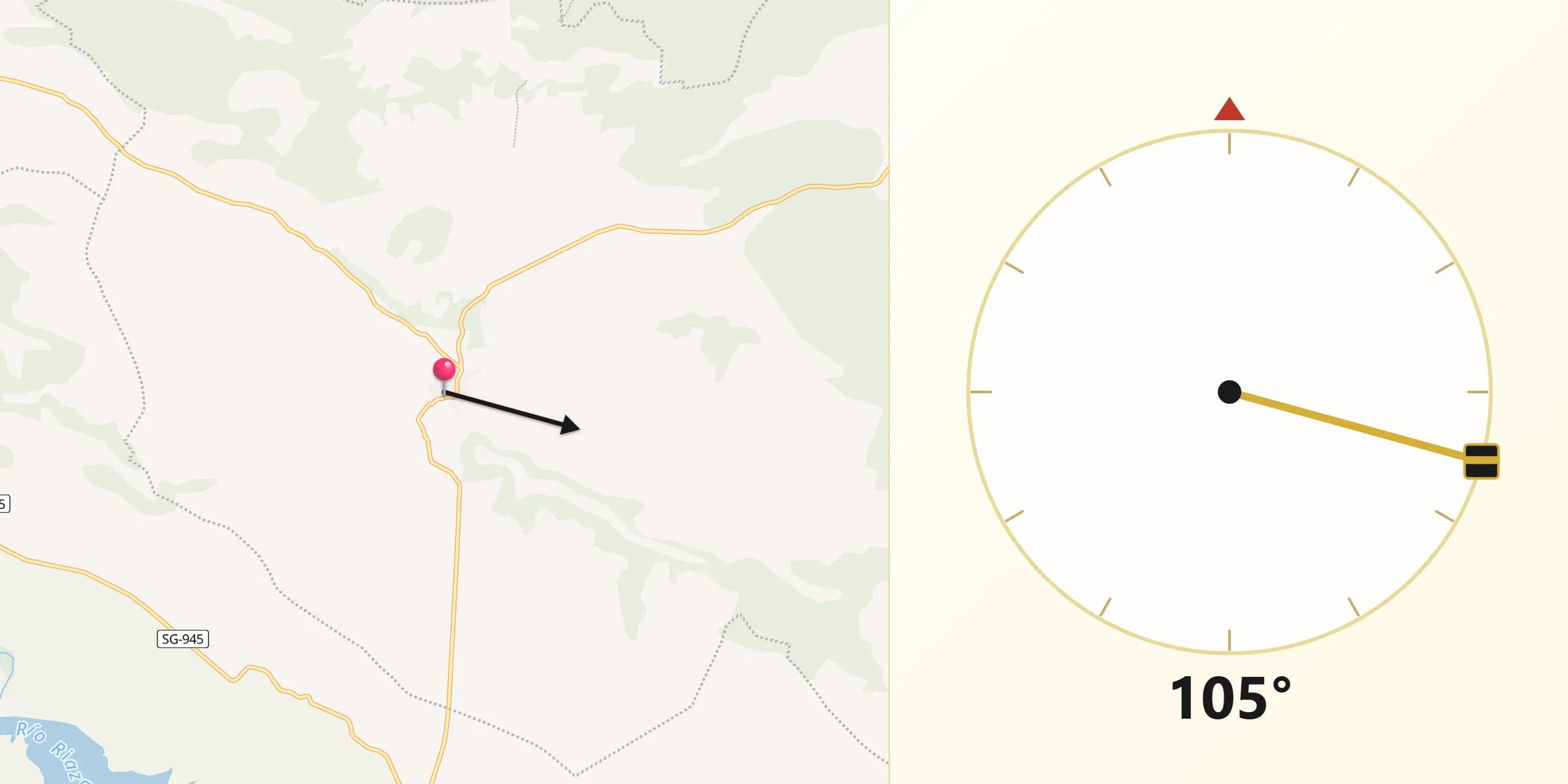Dirección de la Qibla desde Castillejo de Robledo
