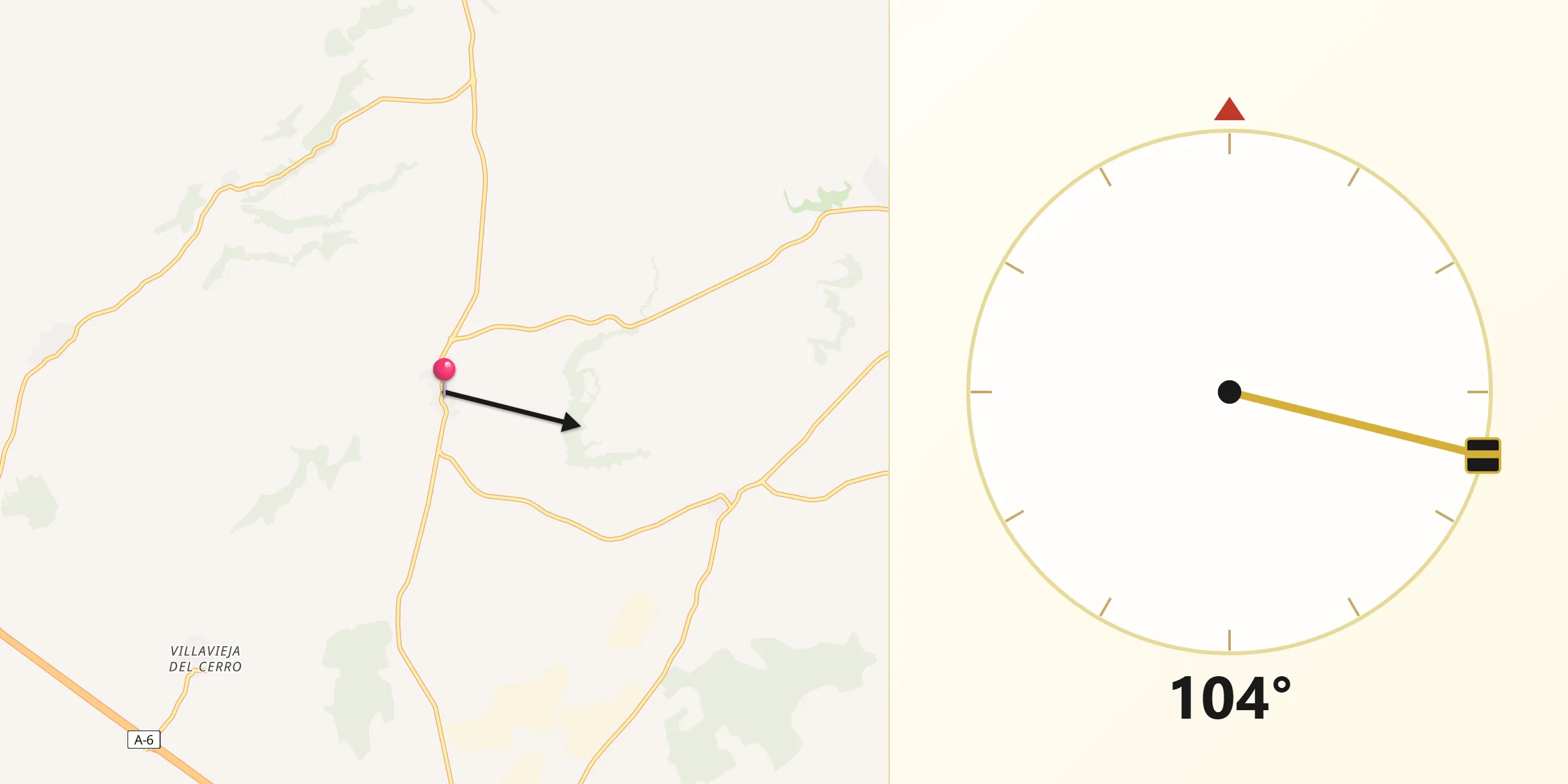 Dirección de la Qibla desde Velilla