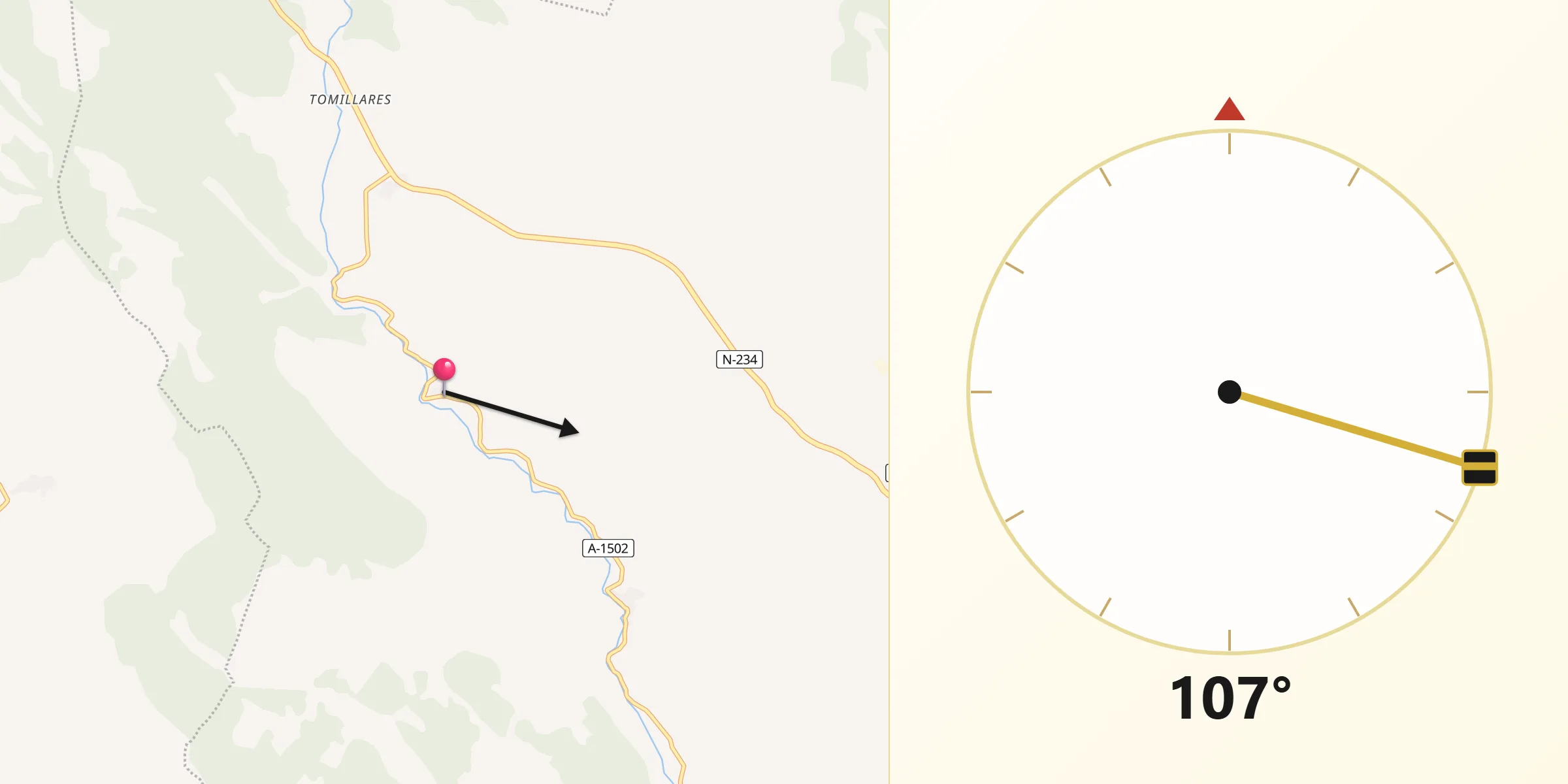 Dirección de la Qibla desde Berdejo