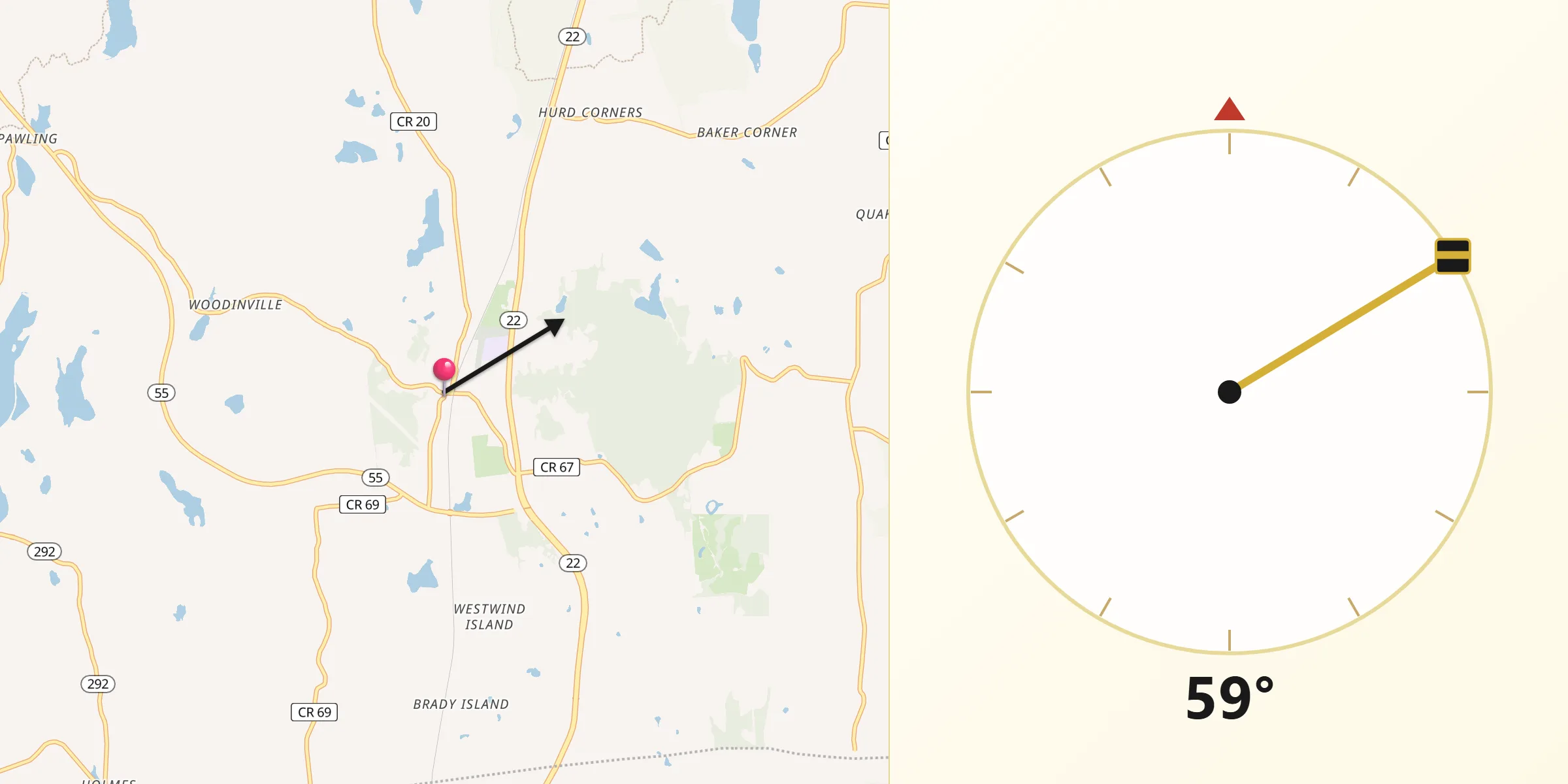 Qibla Direction from Pawling
